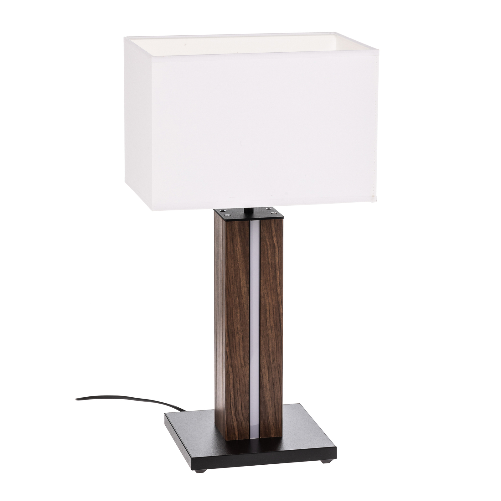Elegance table lamp dimmable, walnut veneer white