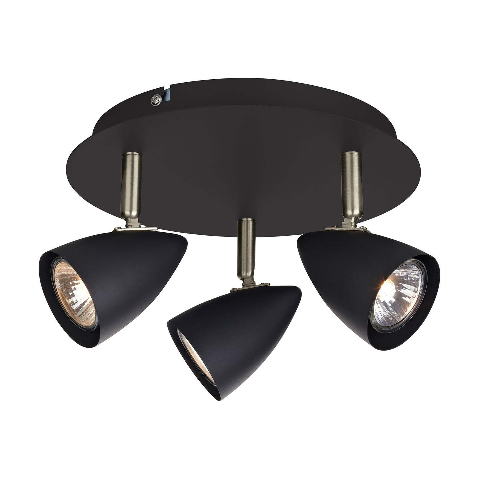 Таванна лампа Ciro с регулируеми прожектори, черна