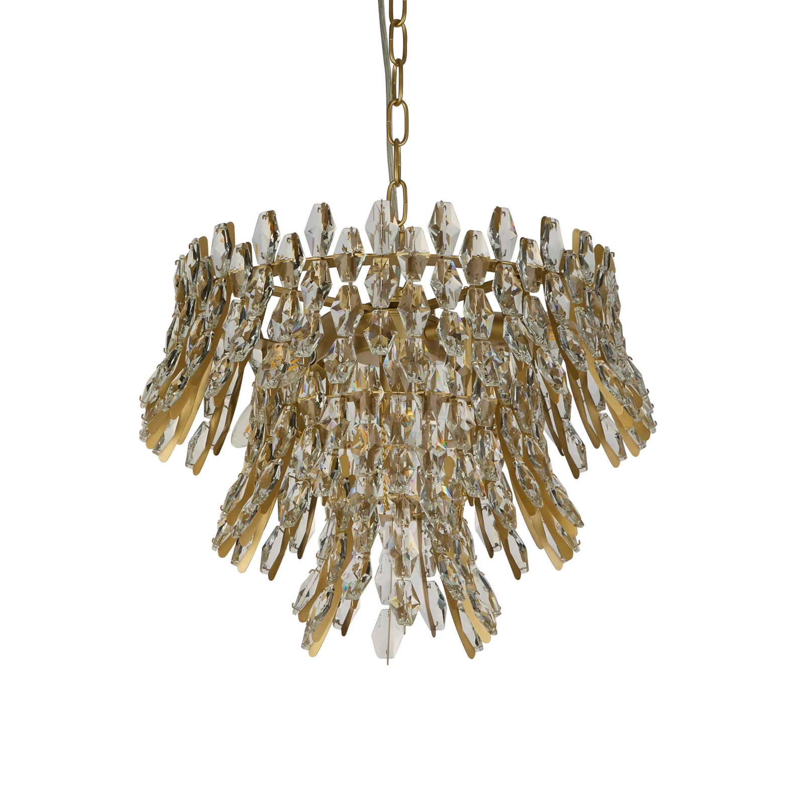 Hängeleuchte Monarch, goldfarben/klar, Glas, Metall, E14