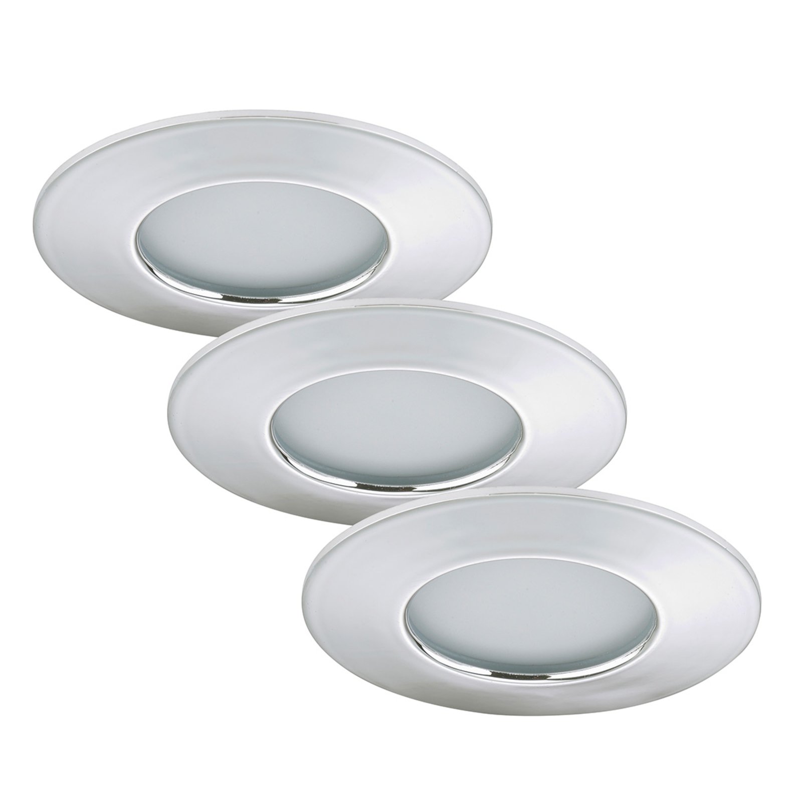 Set de 3 spots encastrés LED Nikas IP44 chromé