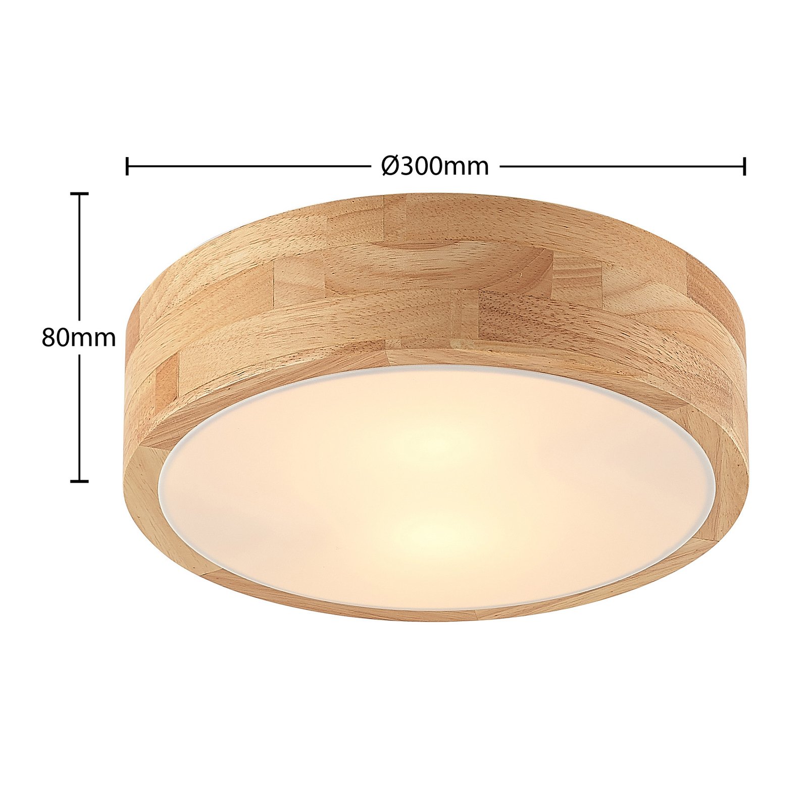 Tanju Plafondlamp Ø30 Wood/White - Lindby