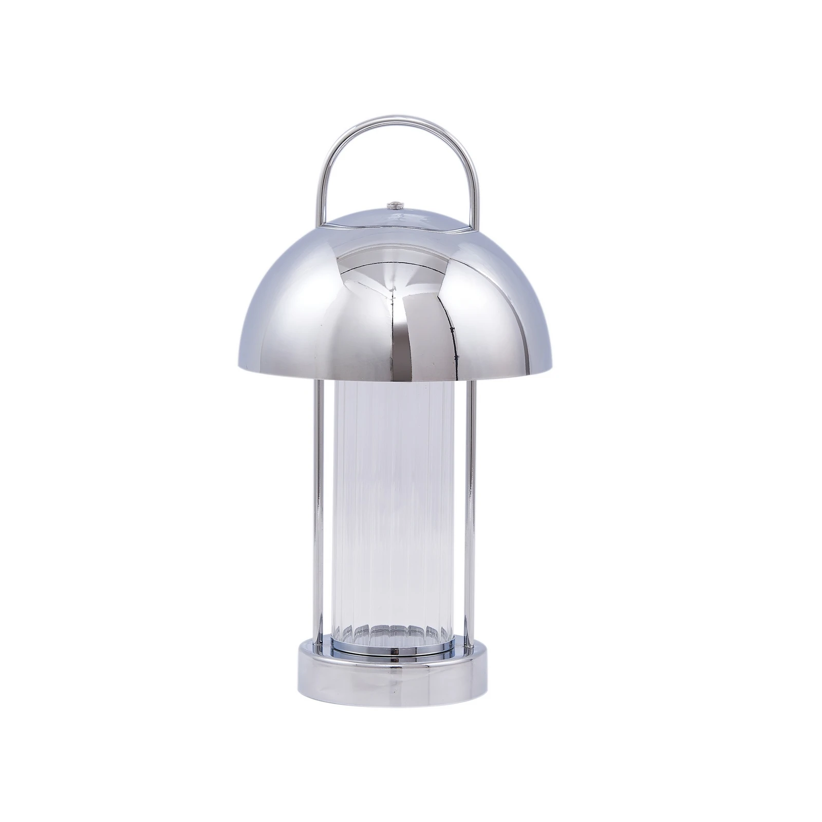 Lindby Lampada da tavolo LED Mareli, cromo, metallo, Ø 18 cm