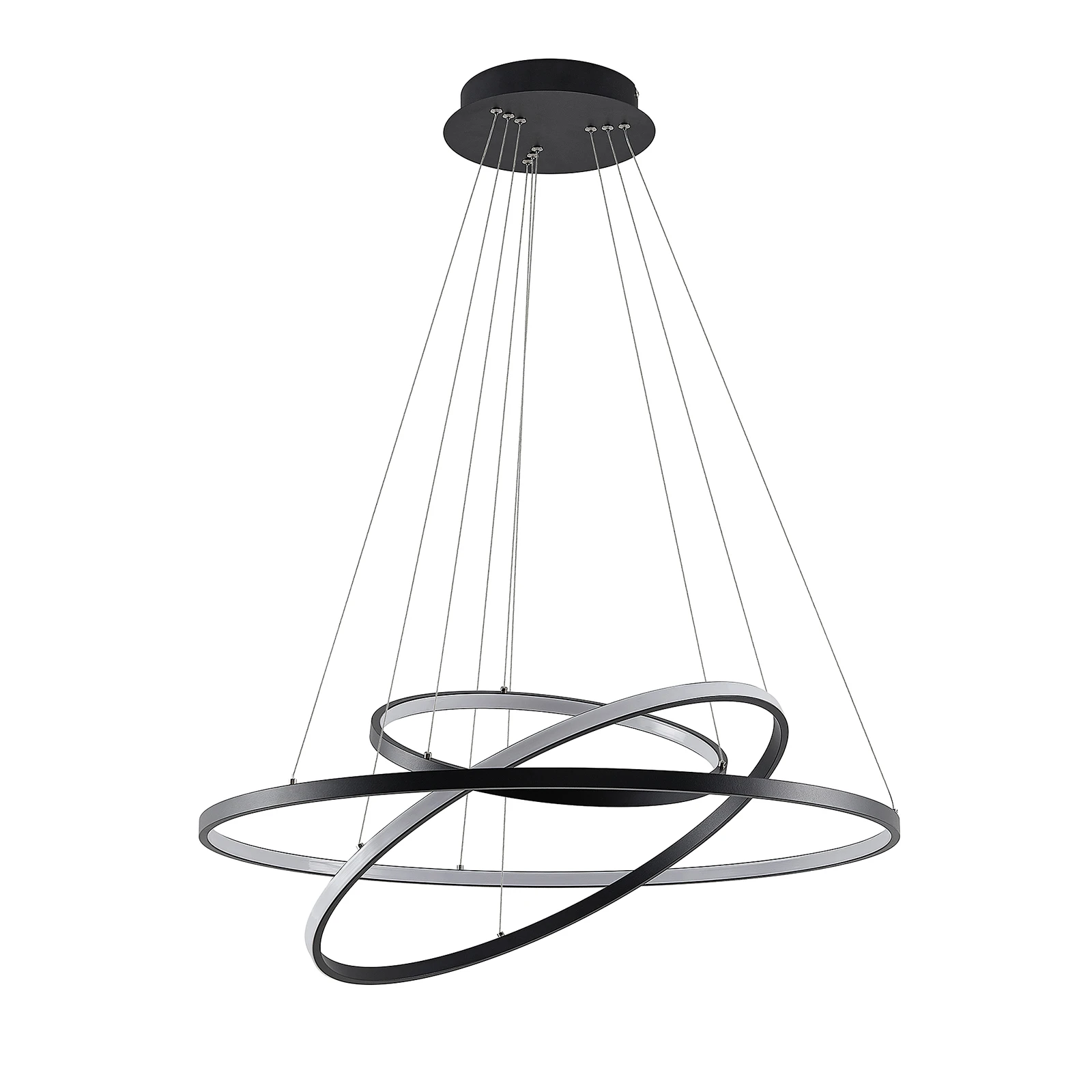 Lucande LED-riippuvalaisin Ezana, musta, metalli, Ø 80 cm