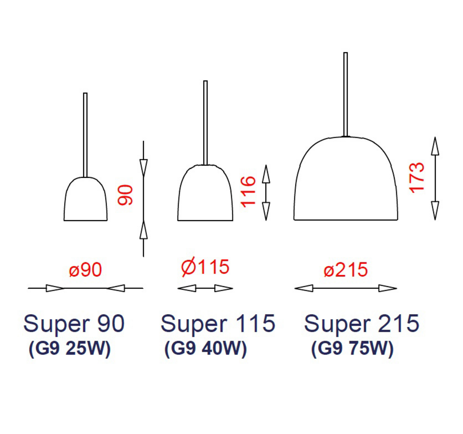 Super 215 Lustră Pendul Opal/Sort - Piet Hein