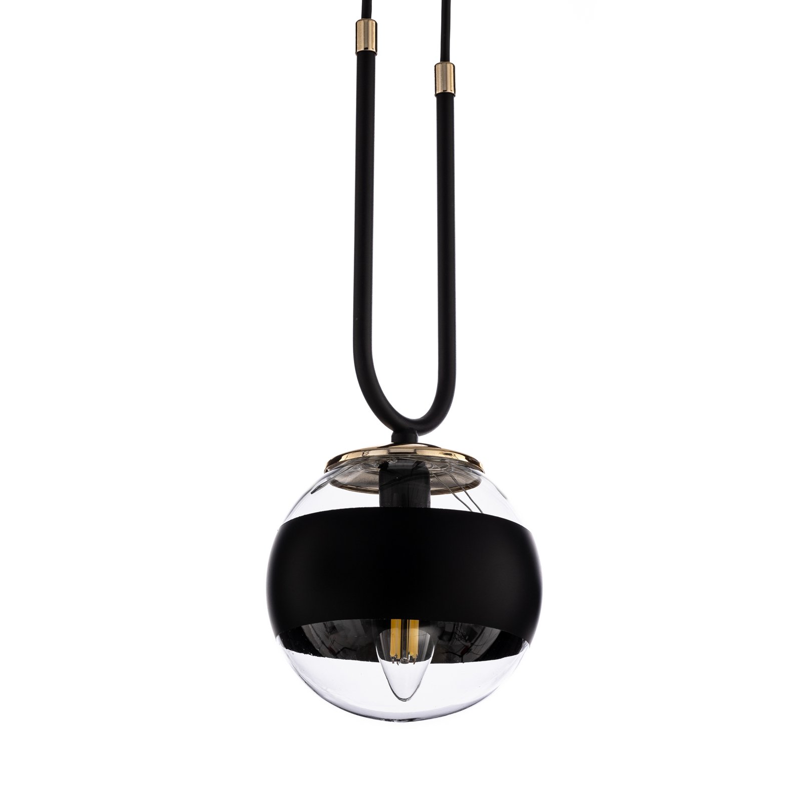 Linearna viseća svjetiljka, crna/prozirna, s četiri žarulje