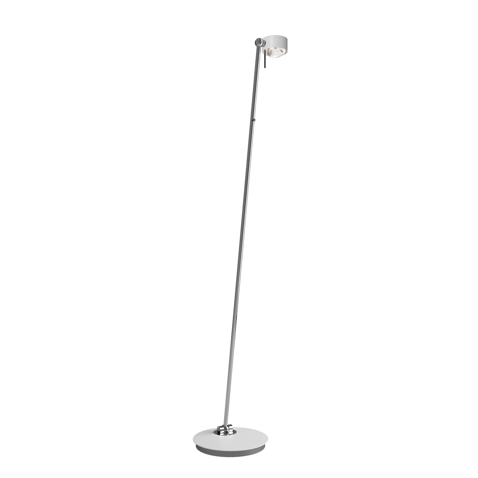 Puk! 80 Floor LED lentes claras/mate, blanco/cromo