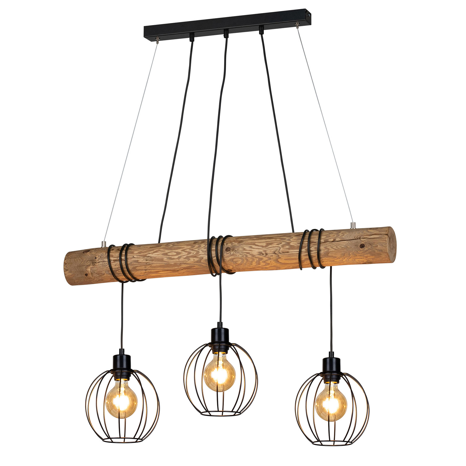 Karou hanging light, 3-bulb, stained brown