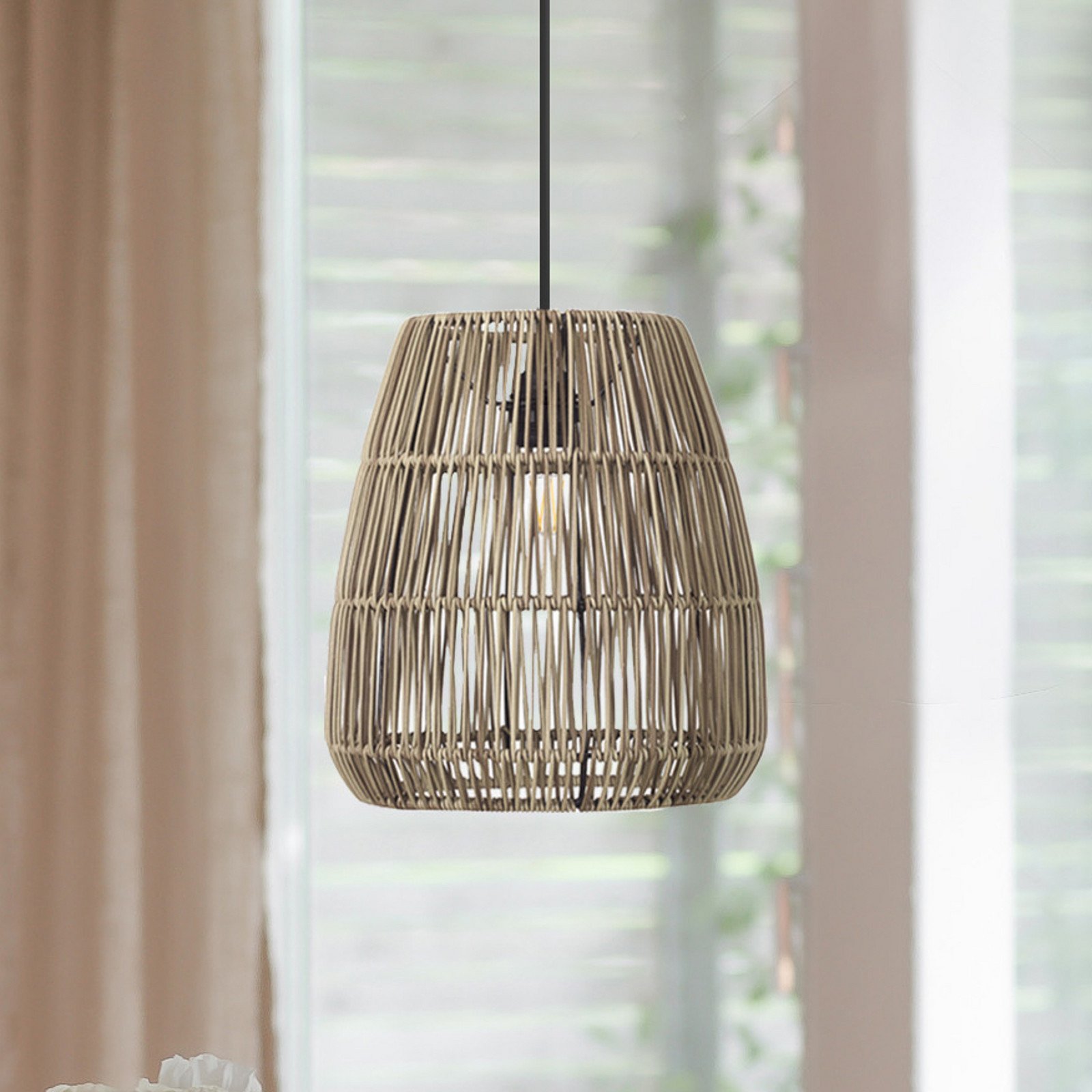 PR Home Lampă suspendată Saigon aspect ratan gri Ø 28 cm - Camera de zi / sufragerie - Plastic