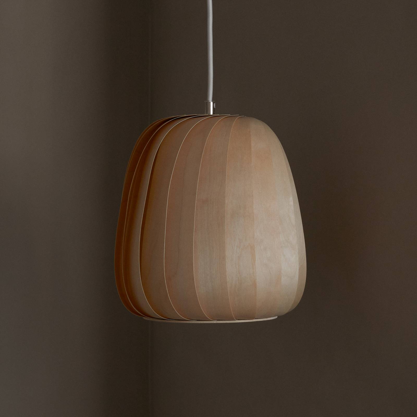 Lampa wisząca Tom Rossau ST906, brzoza, 42 cm, drewno, E27