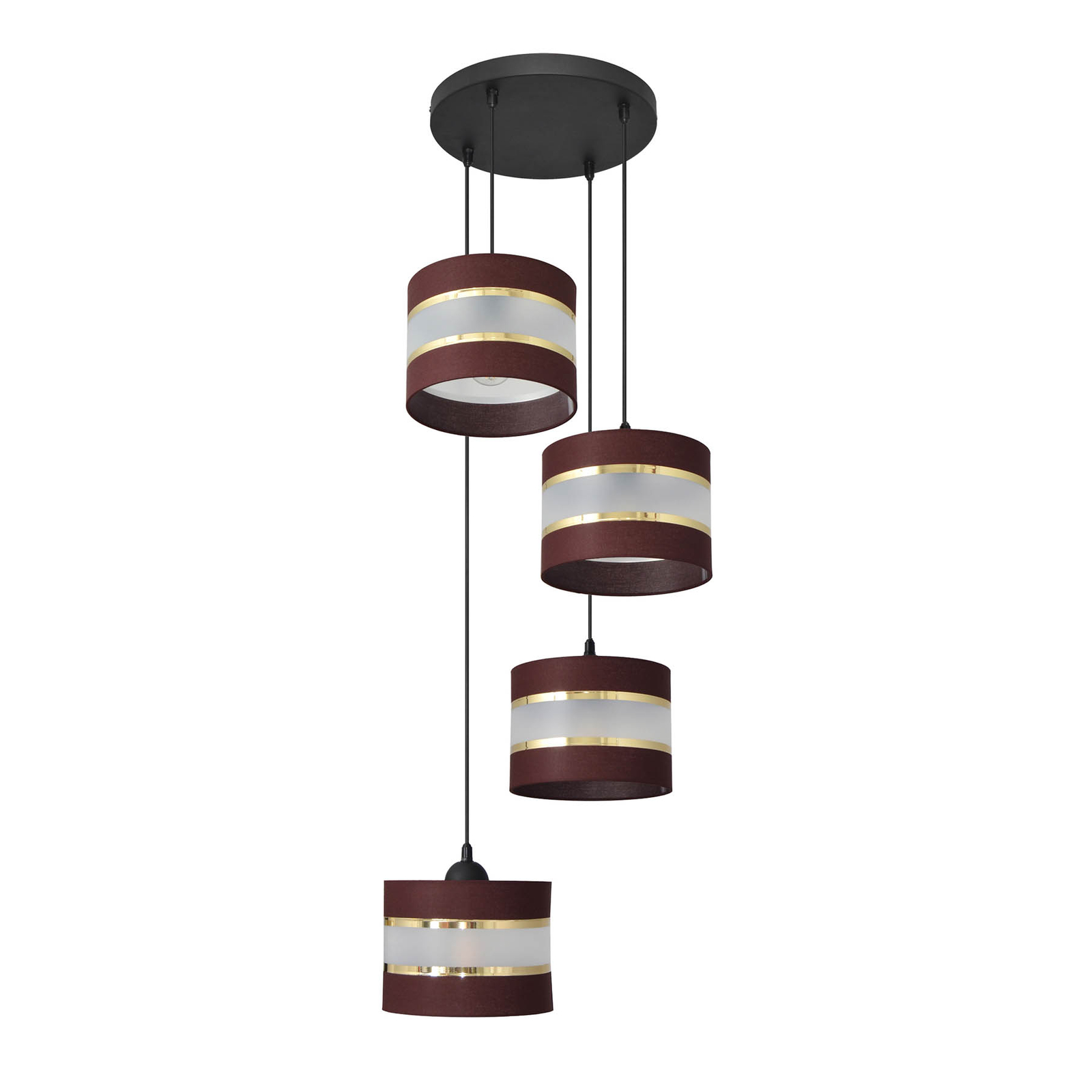 Helen suspension brun rouge-or rond à 4 lampes