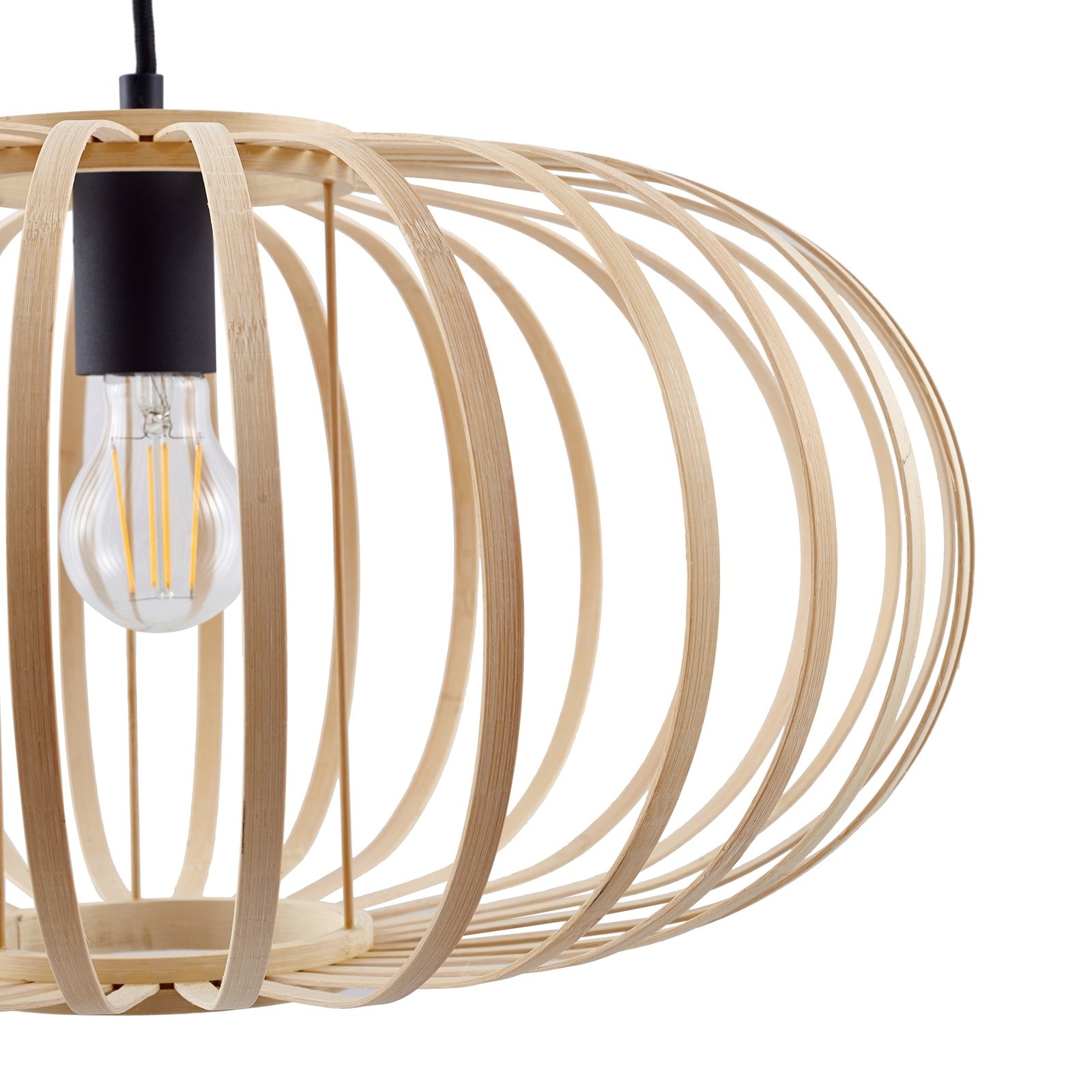 Lampa wisząca Lindby Lielle, naturalny bambus, Ø 50 cm