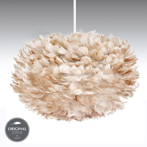 Suspension Eos medium avec abat-jour brun clair