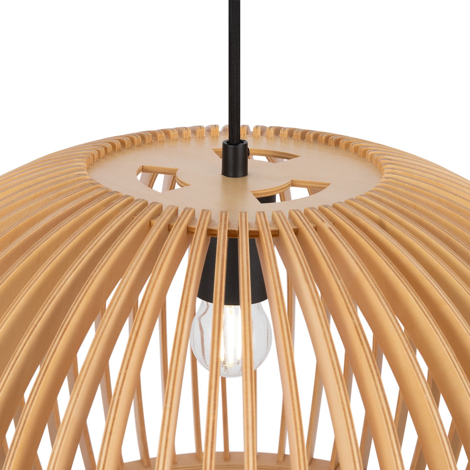 Hanglamp Maytoni Roots, Ø 45 cm, hoogte 28 cm, beige, hout