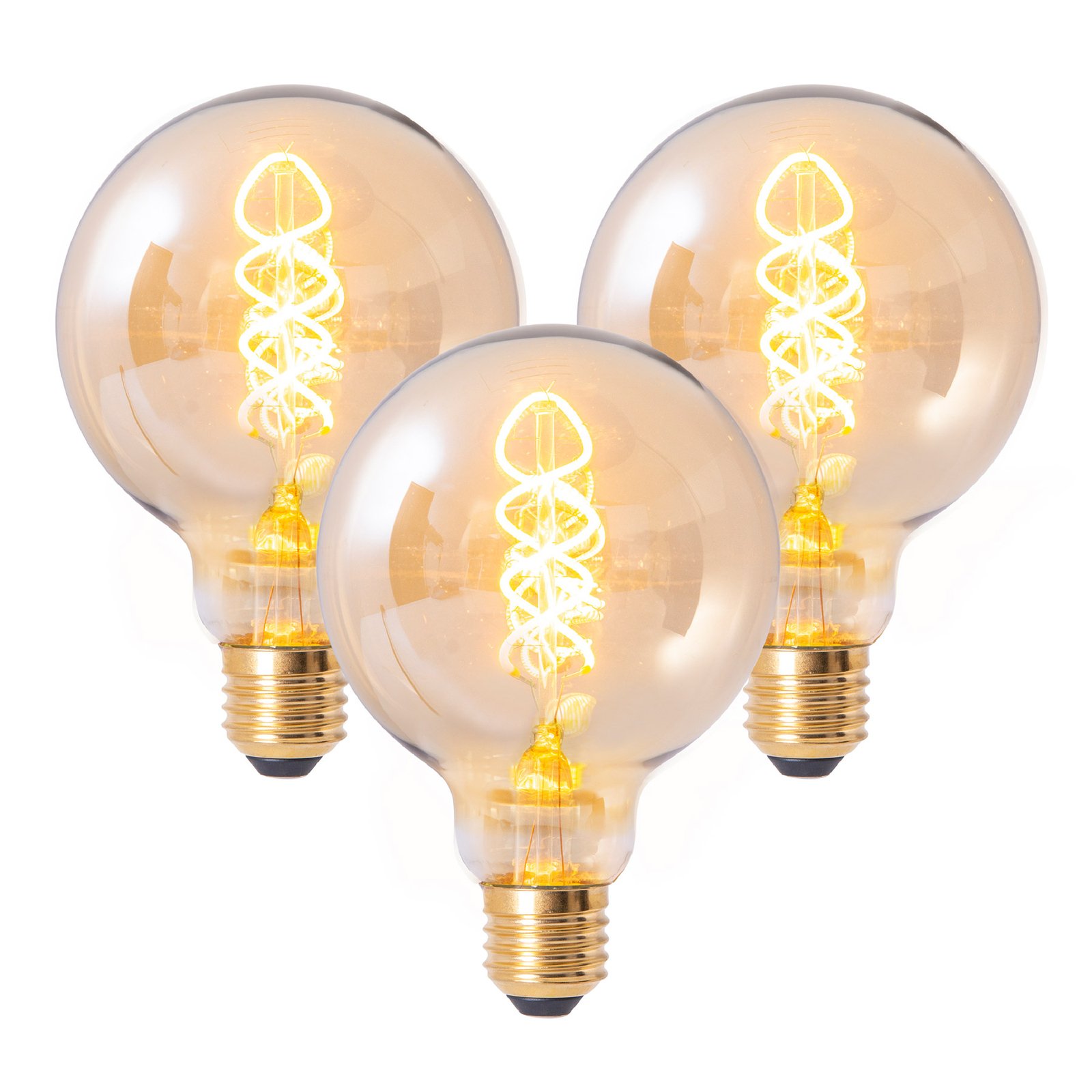 LED-Filamentlampe Globe E27 G95 4W 180lm 1800K 3er