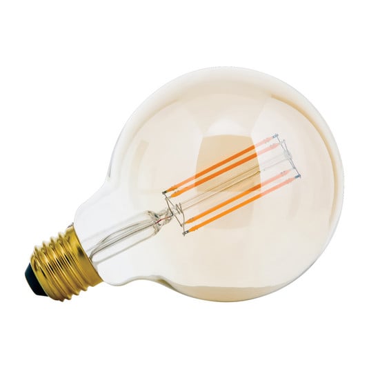 LED bollamp E27 G95 6W amber 2.200K dimbaar