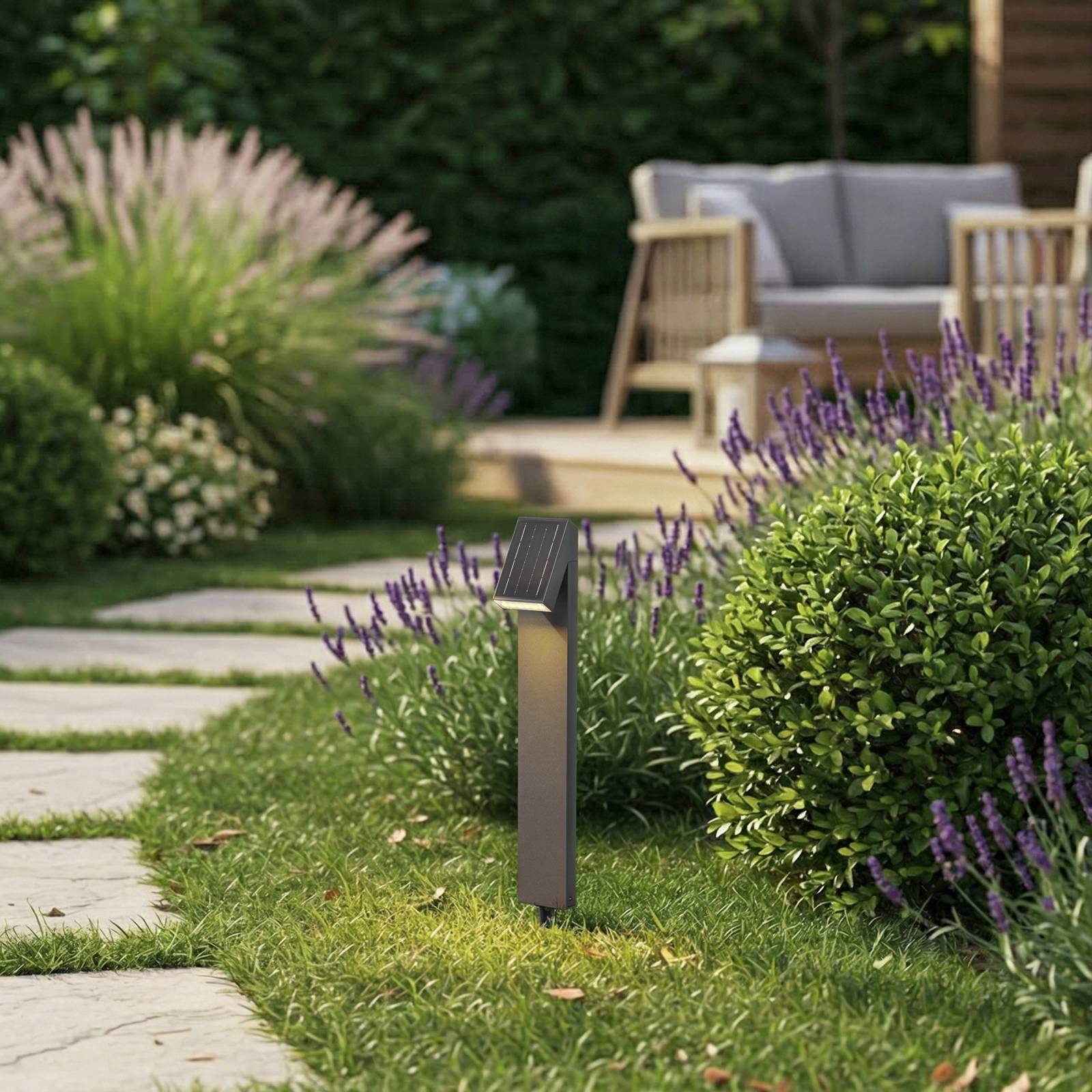 Prios LED-Solarwegeleuchte Lestor, anthrazit, dimmbar, IP65 günstig online kaufen