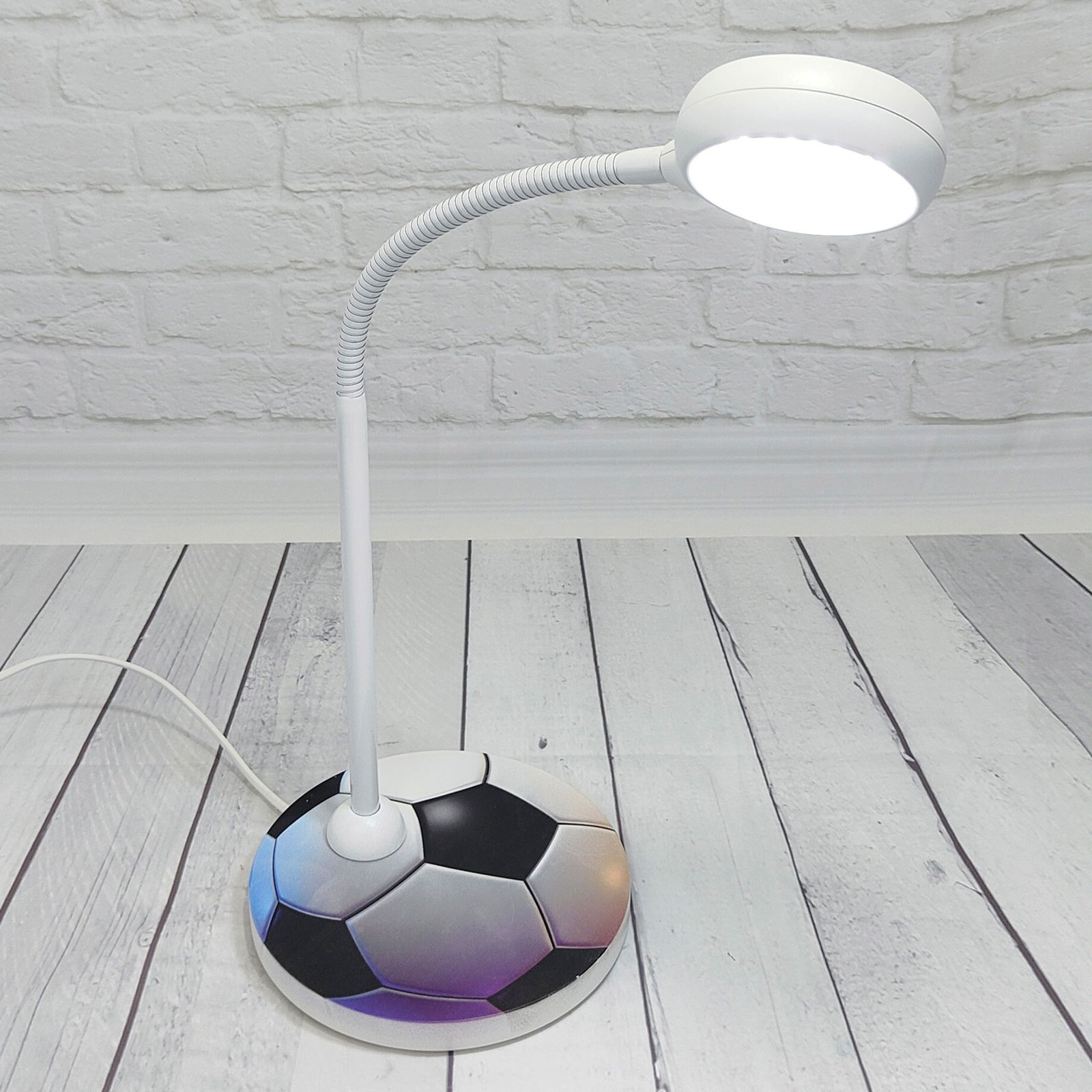 Football table lamp, flexible arm