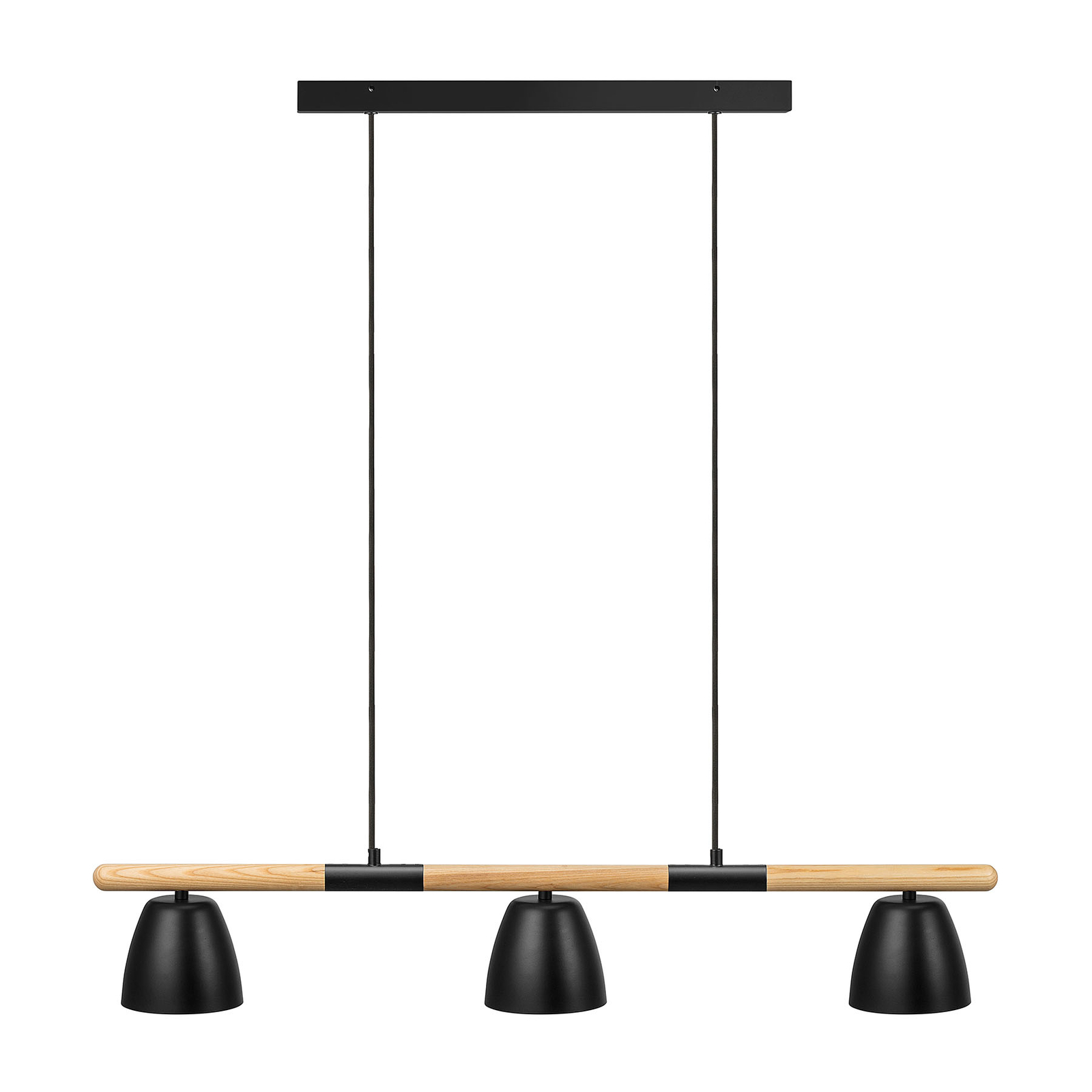 Hanglamp Theo, 3-lamps, van essenhout