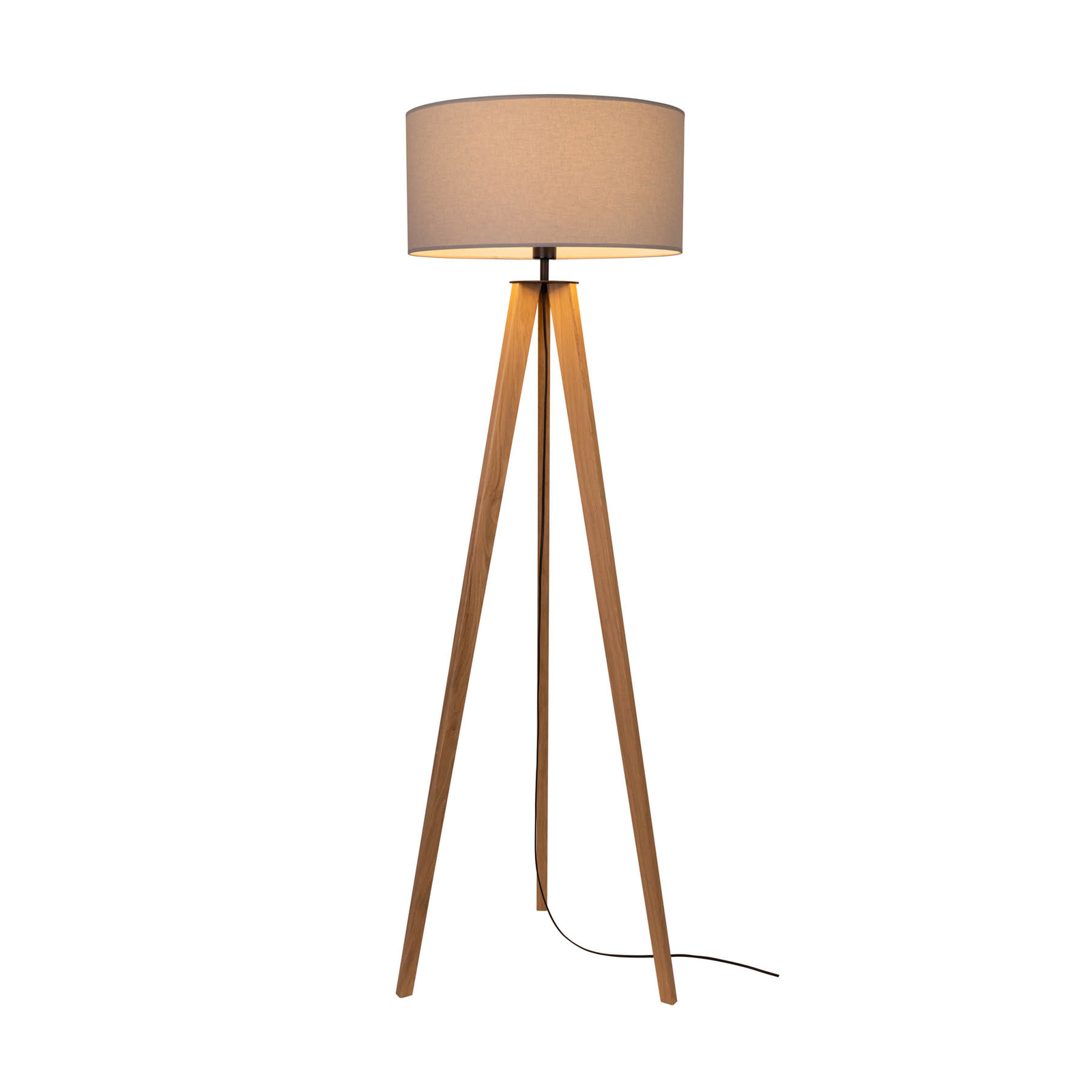 Gulvlampe Maira, tripod, oljet eik, grå