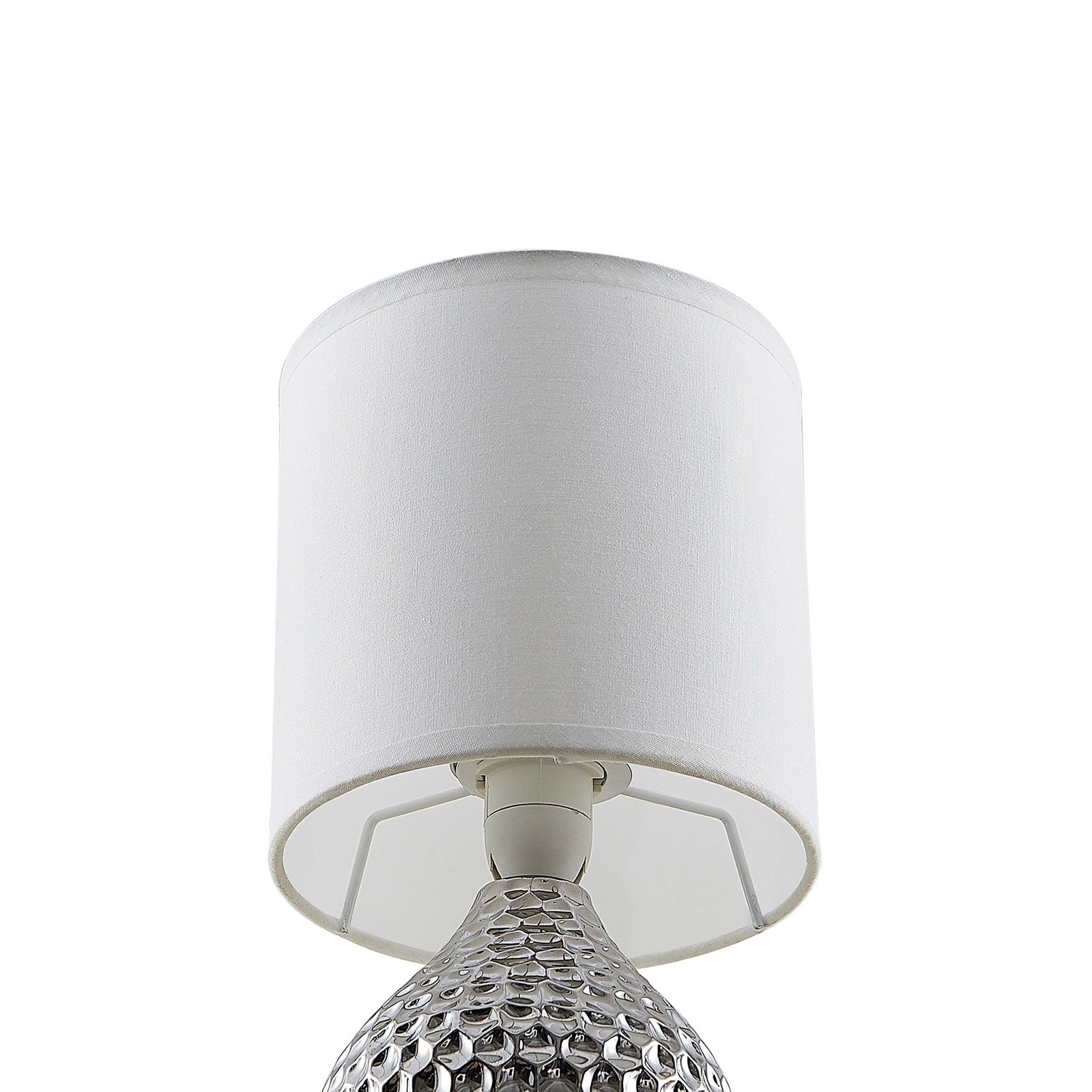 Lindby Tyras table lamp, white, silver ceramics