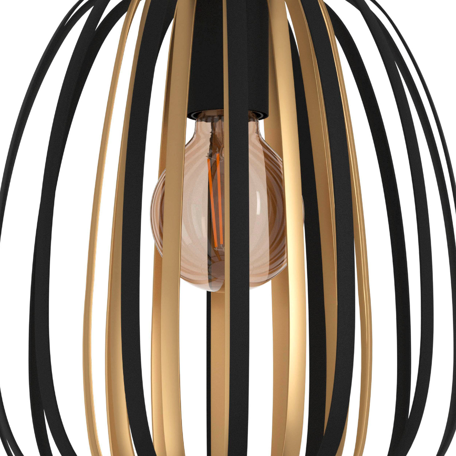 Encinitos pendant light, black/brass, Ø 25.5 cm