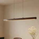 Suspension LED Lucande Nihalo, noyer, 122 cm, à intensité variable, CCT