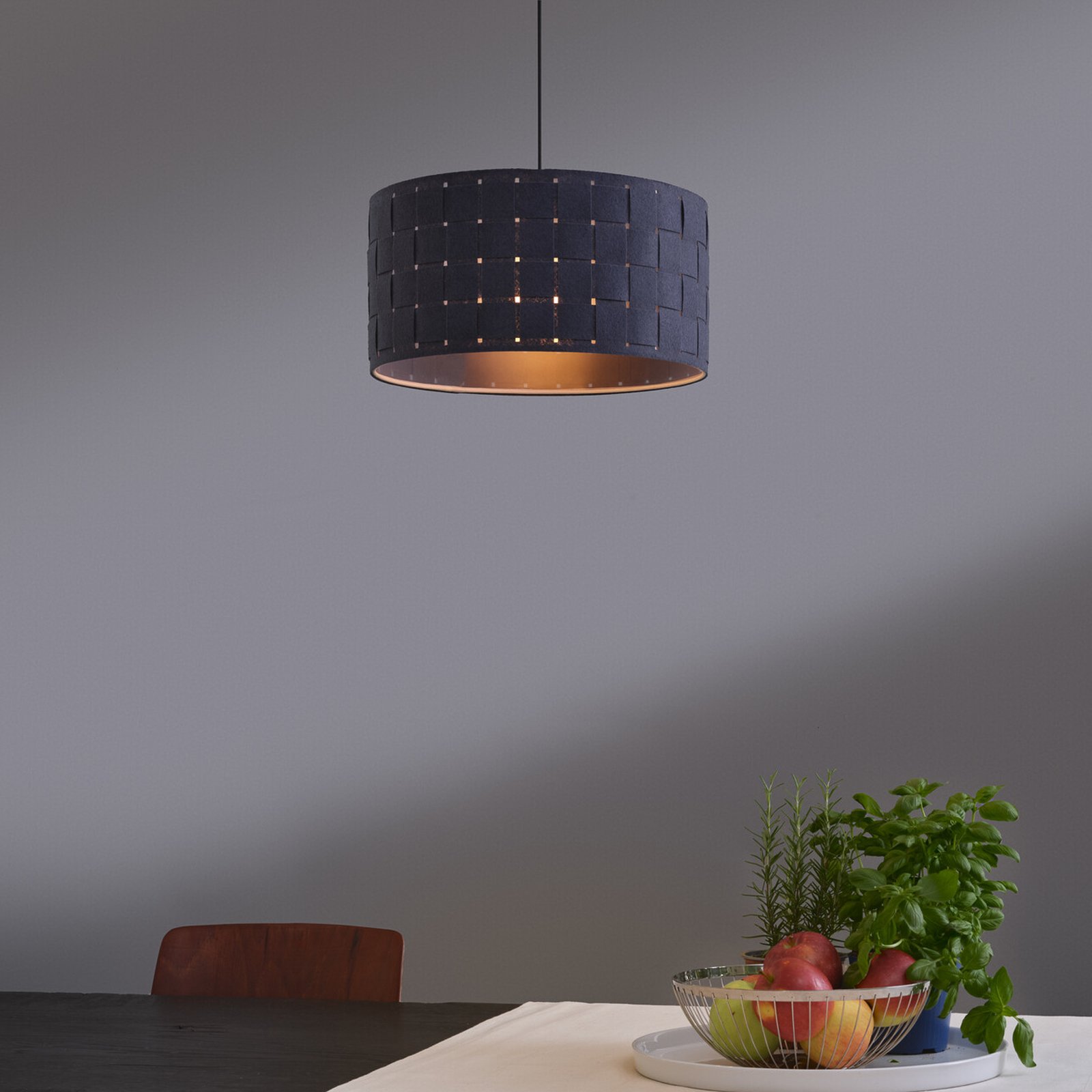 Suspension OSRAM Decor Felt Weaving, Ø 38 cm, gris, feutre E27