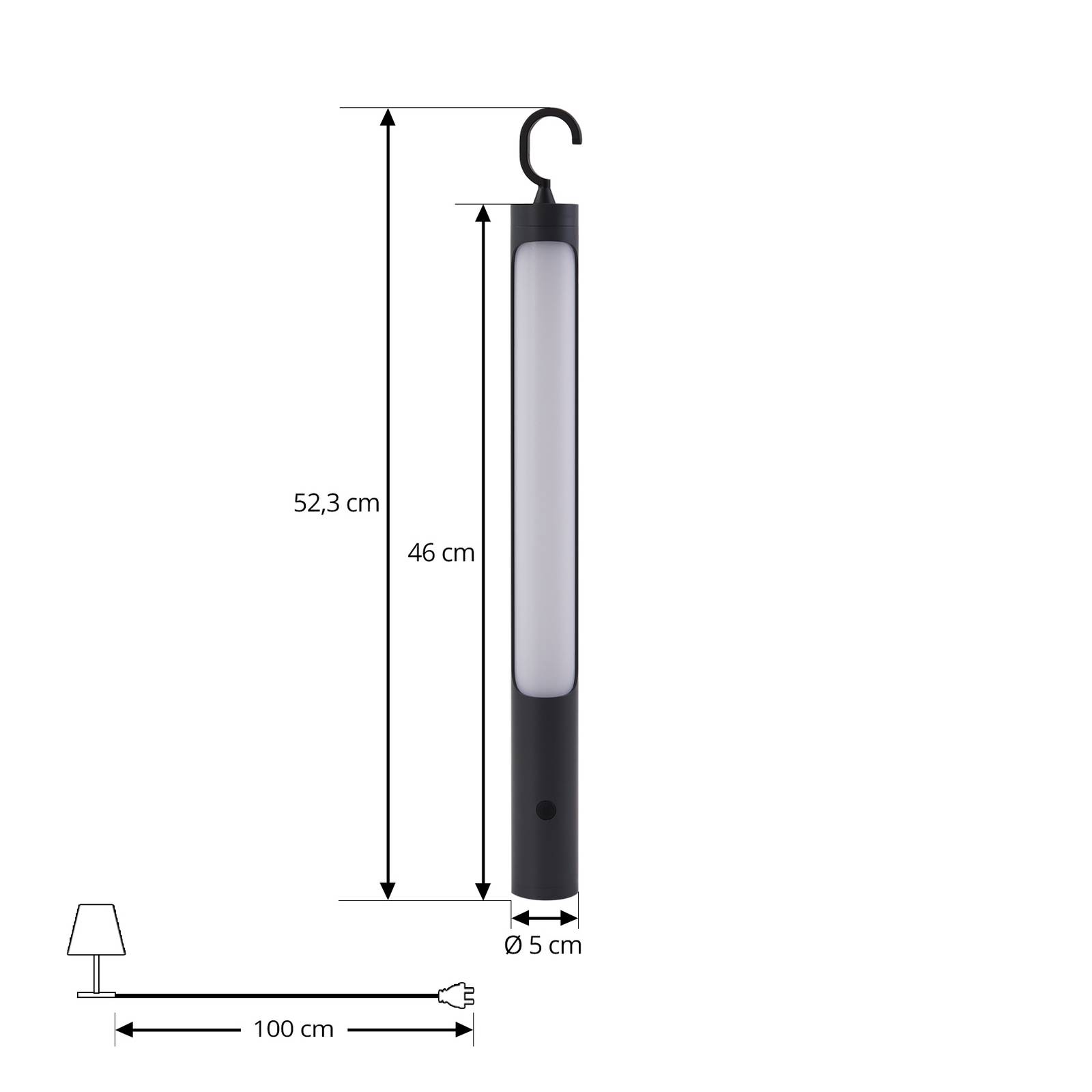 Lampka akumulatorowa LED Kompis szara ściemniana IP54