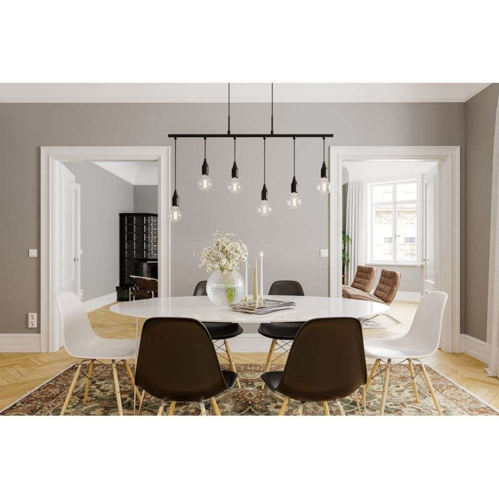 Skyline 6 Pendelleuchte Matt Black By Rydéns - Esszimmer - Metall