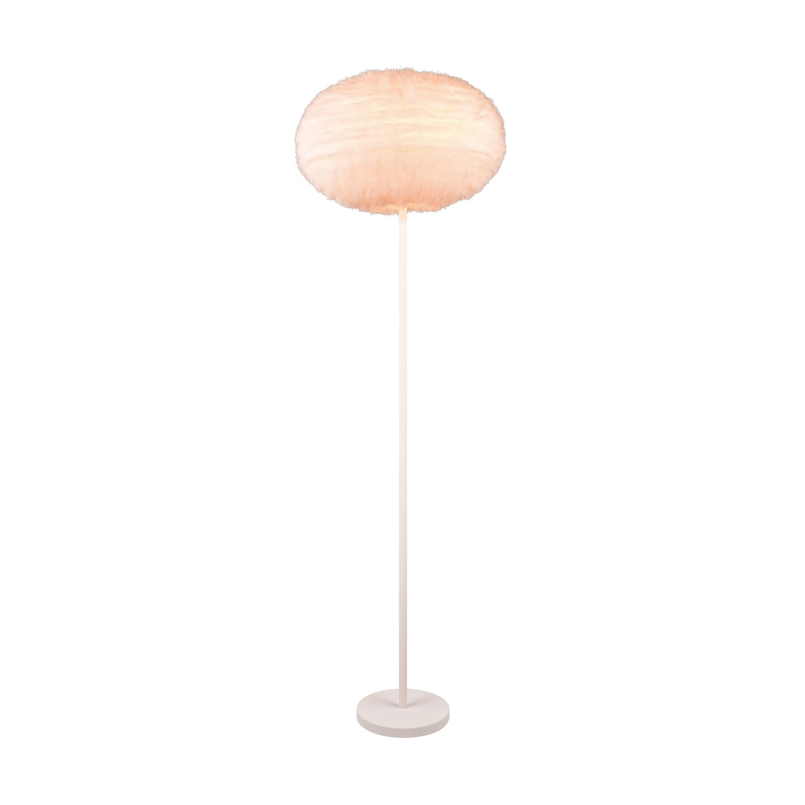 Golvlampa med päls, höjd 154 cm, sandfärgad, syntetisk plysch
