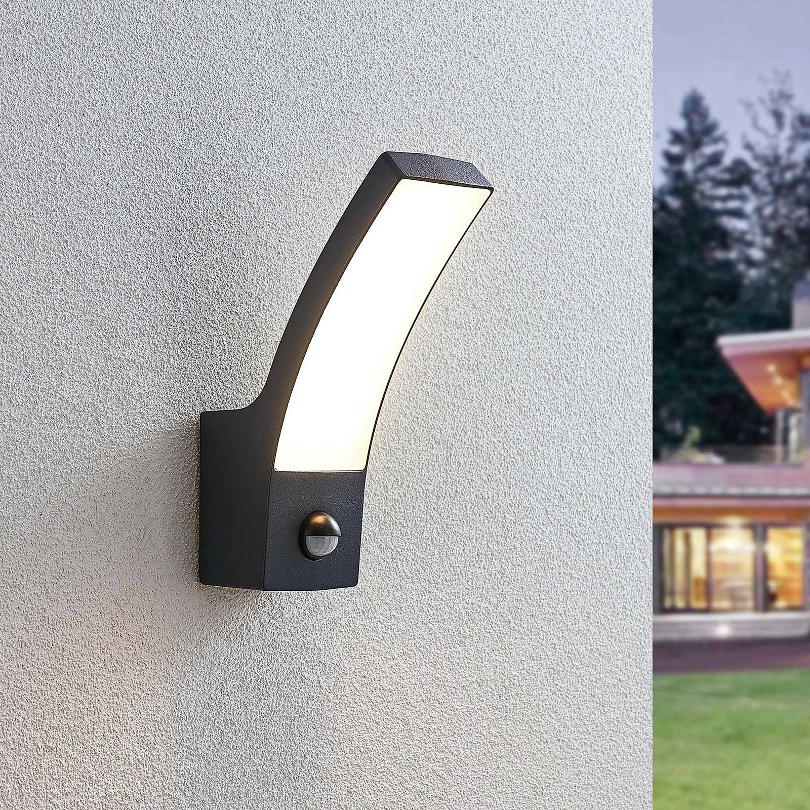 Photos - Chandelier / Lamp Lindby Ilvita LED outdoor wall lamp, anthracite, sensor 