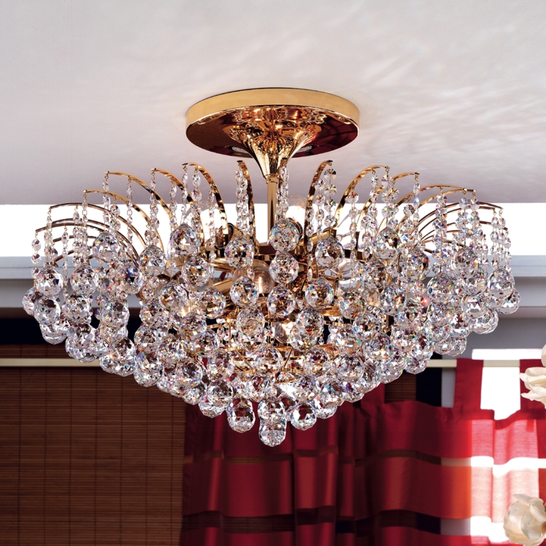 Orion Lennarda Ceiling Light Elegant Gold-Plated, for Living / Dining Room, Solid brass, crystals, E27, 60 W, energy efficiency: A++, H: 50 cm