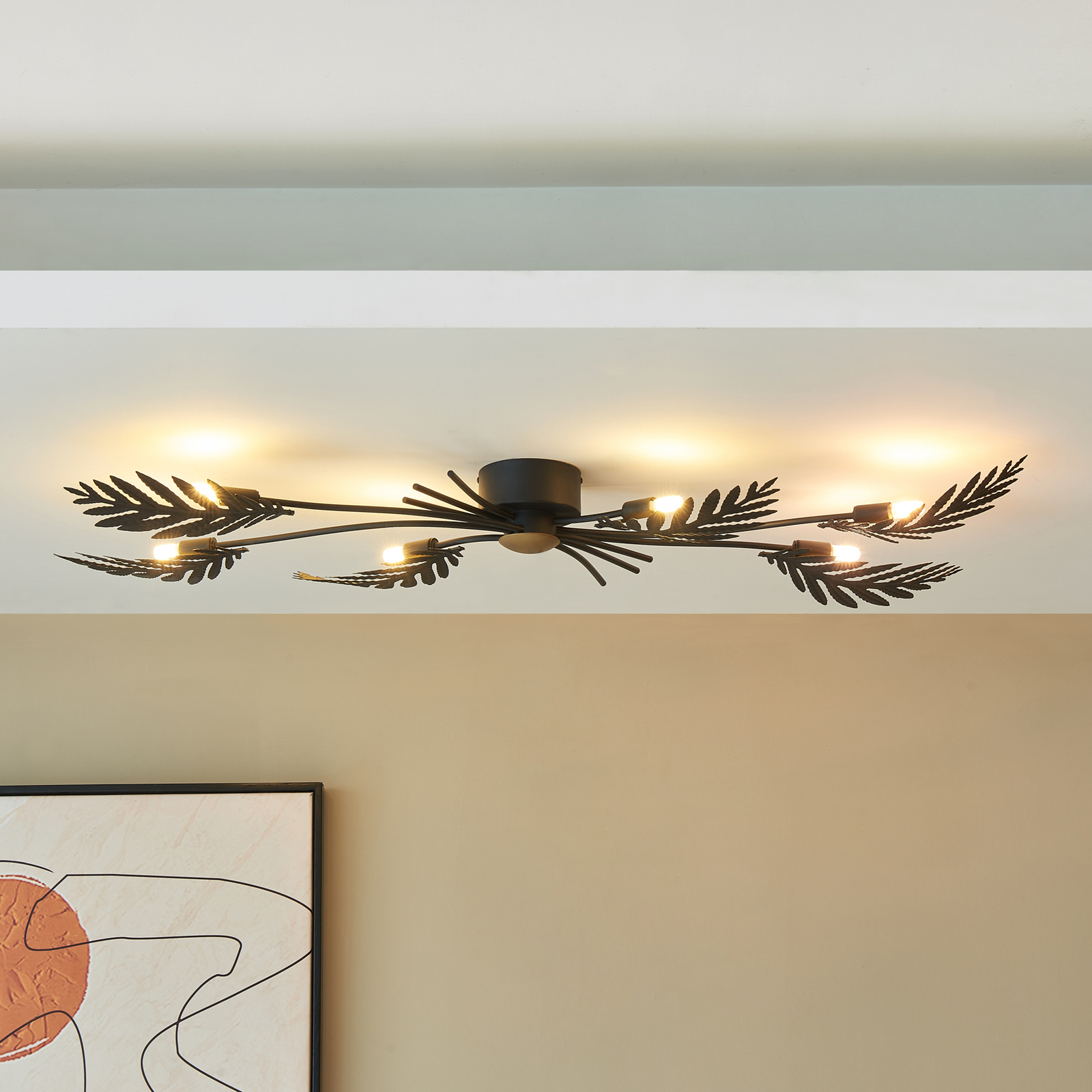 Lucande Aparas plafondlamp met bladdecoratie