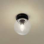 Lucande Badolo ceiling light, black, glass, Ø 15 cm, IP44