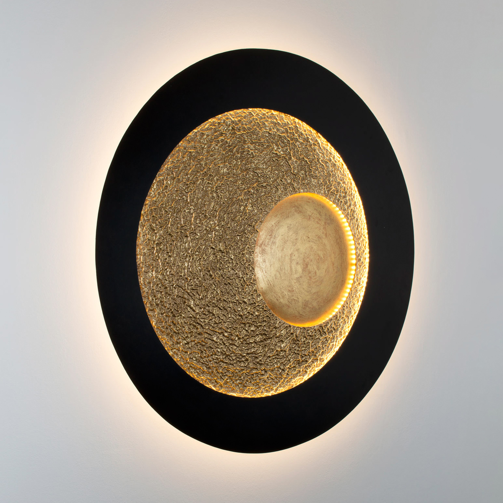 Urano LED wandlamp, bruin-zwart/goud, Ø 120 cm, ijzer