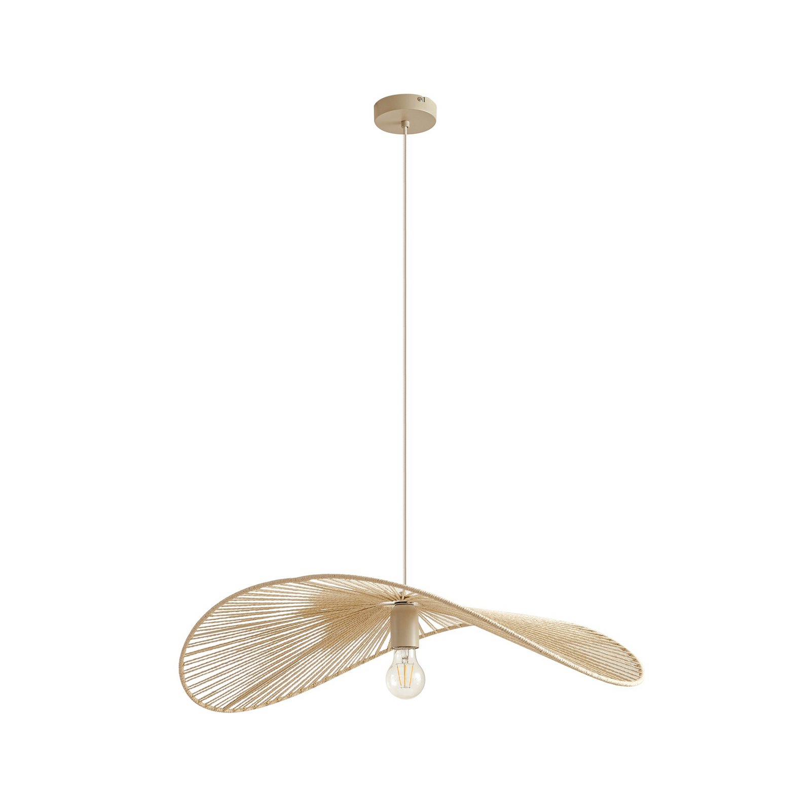 Valdorin hængelampe, længde 75 cm, beige, papir - Lindby