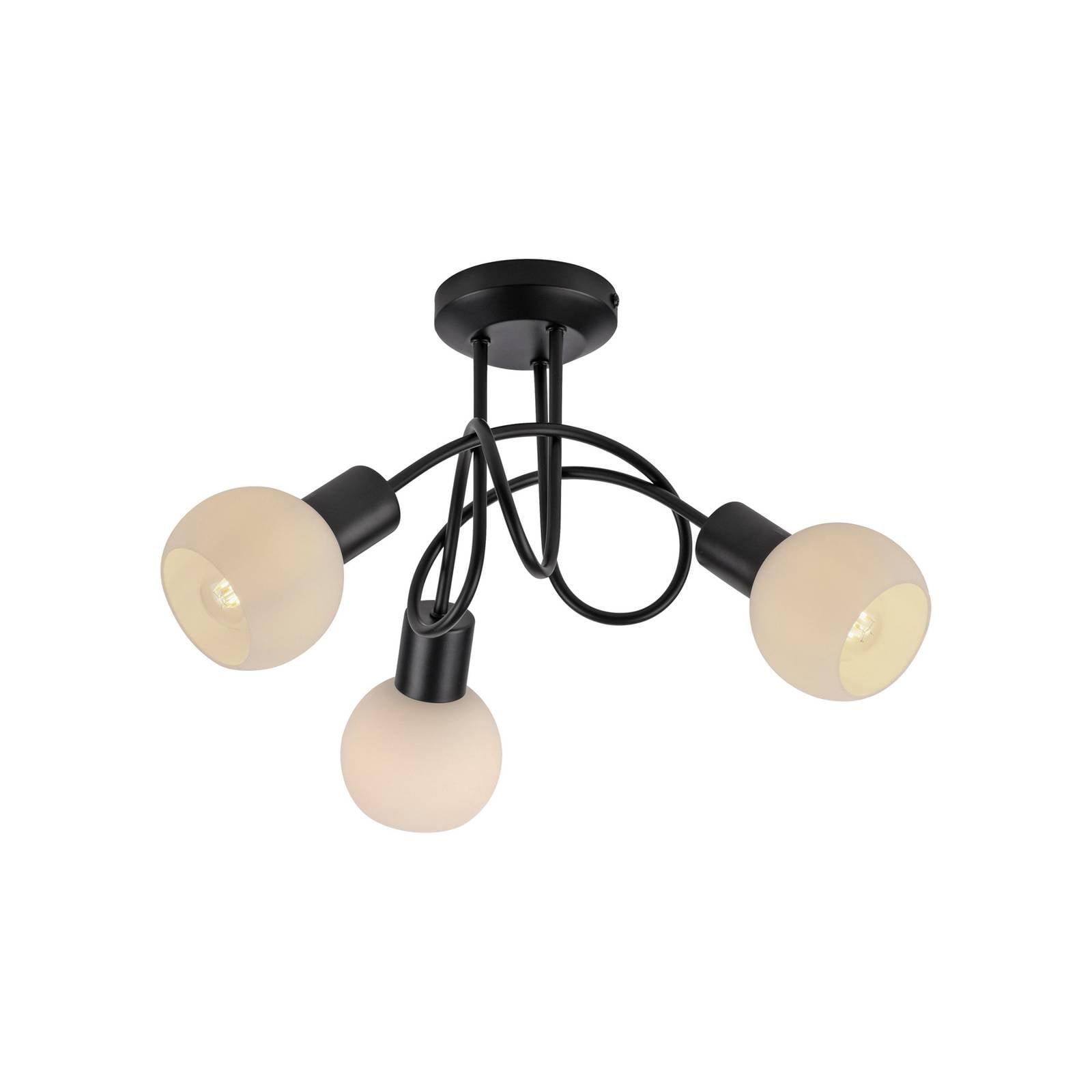 JUST LIGHT. Deckenleuchte Loki, 3-fl., rund, schwarz, Eisen