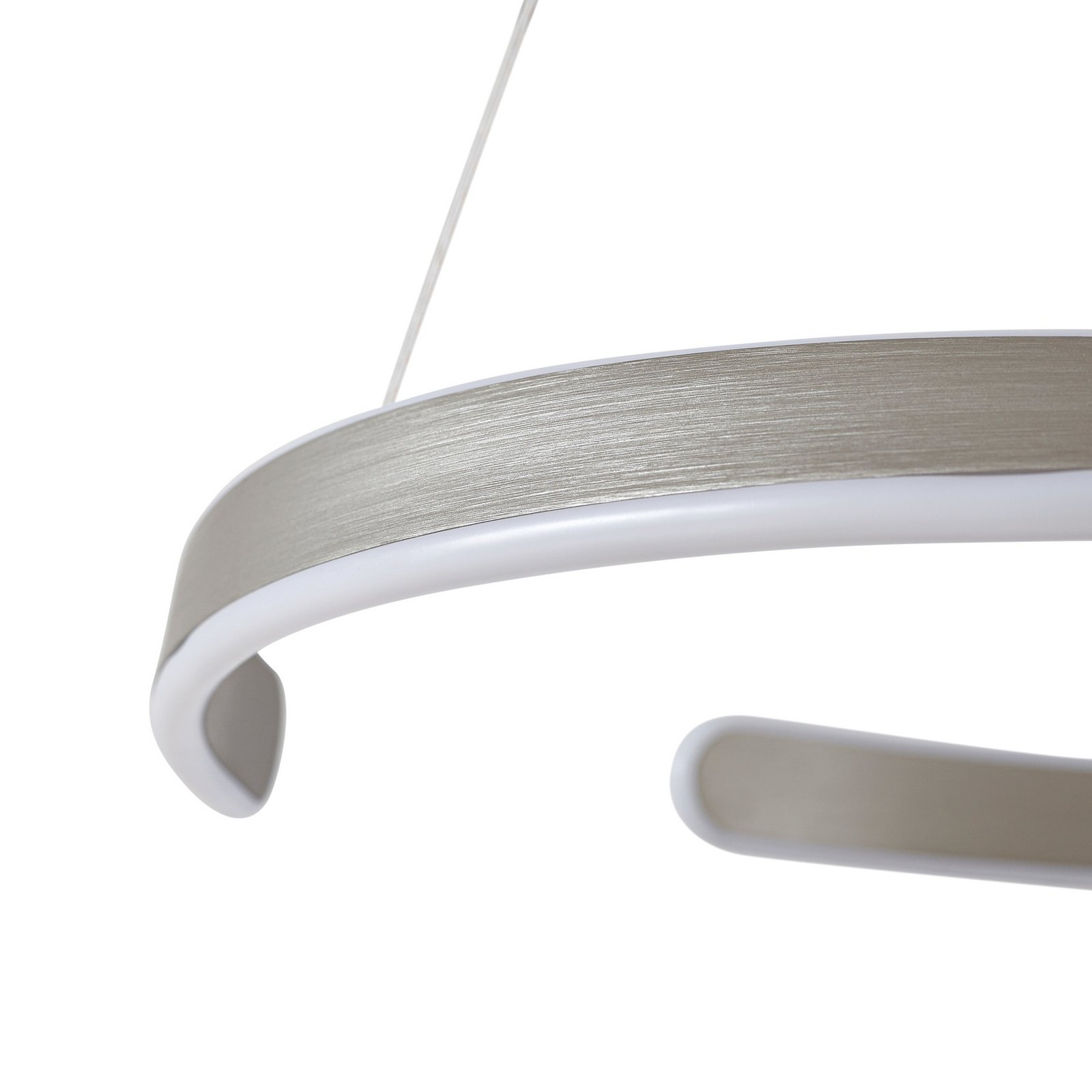 Lucande LED-Hängeleuchte Eloura, silber, Ø58cm, Metall, CCT