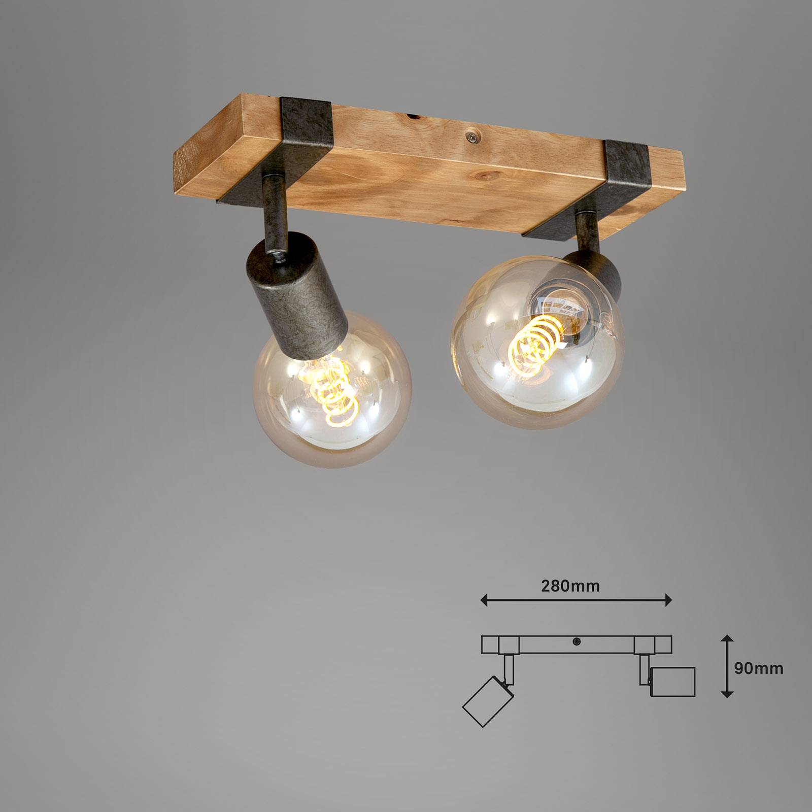 Lampa sufitowa Wood Basic, 2-punktowa