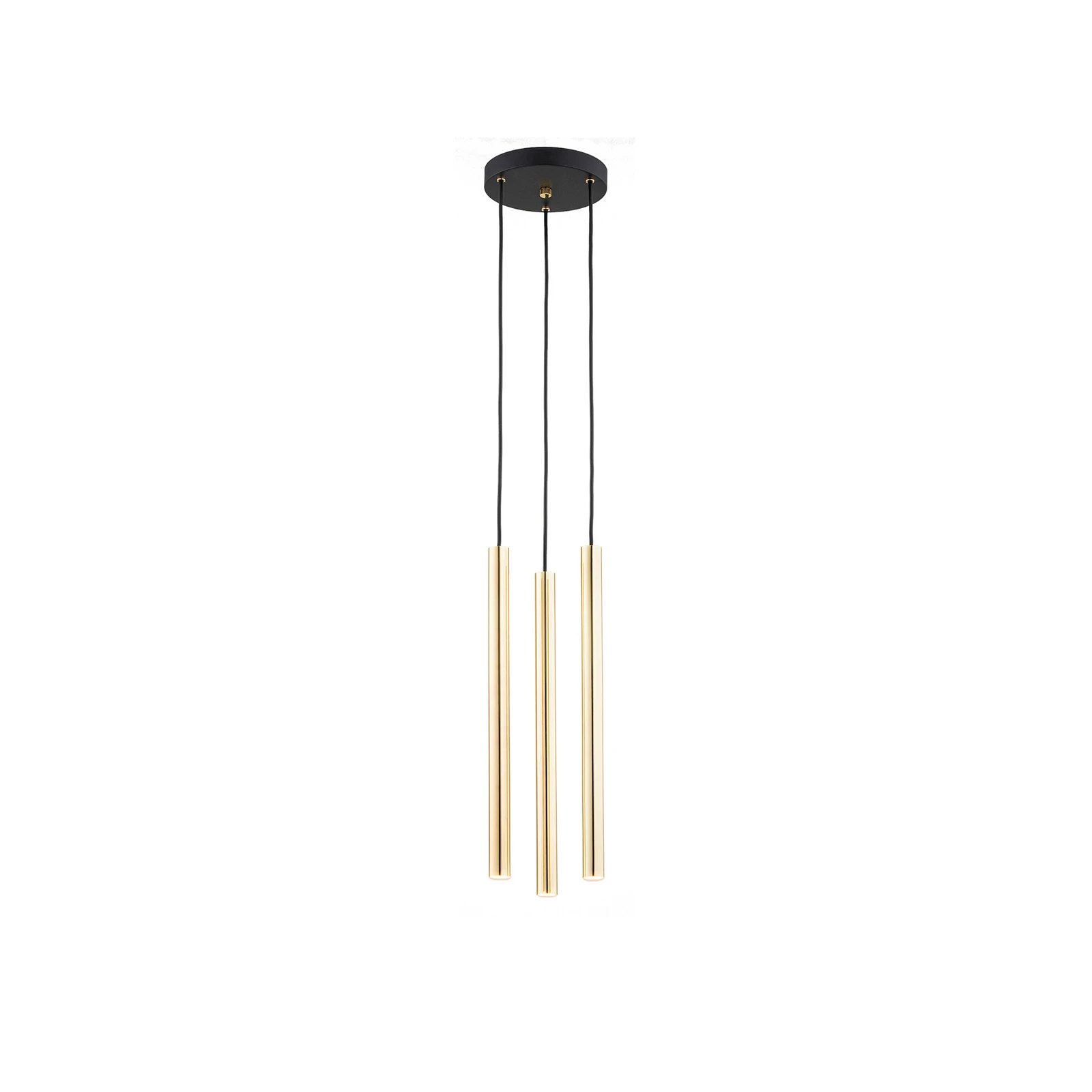 Lampă suspendată Sone, baldachin rotund, 3 becuri, alamă
