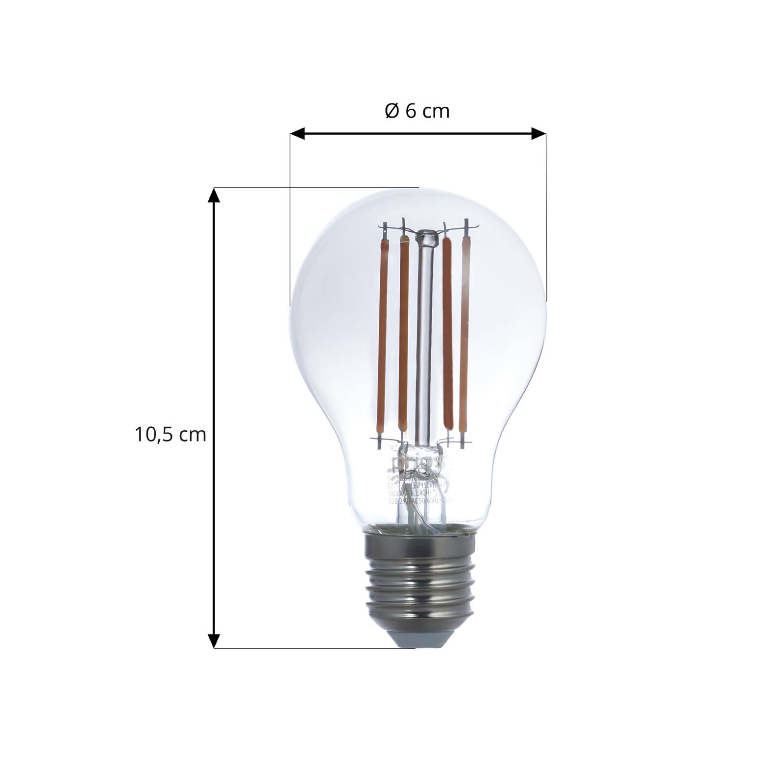 PRIOS Smart LED-filament rökgrå E27 A60 WLAN 4,9W