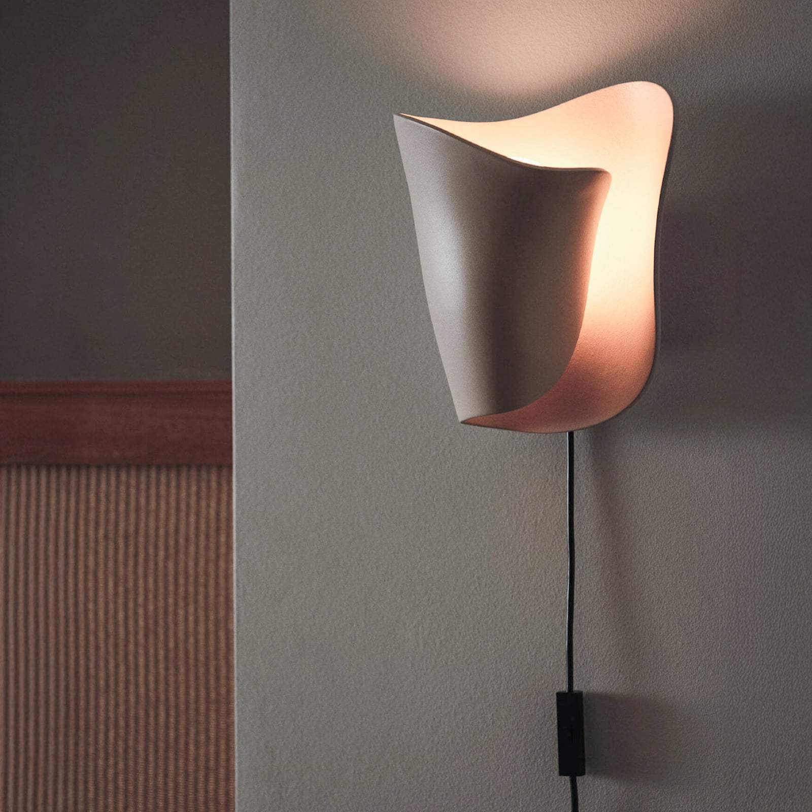 OYSTER wandlamp, kasjmier, hoogte 29 cm, stekker - ferm LIVING