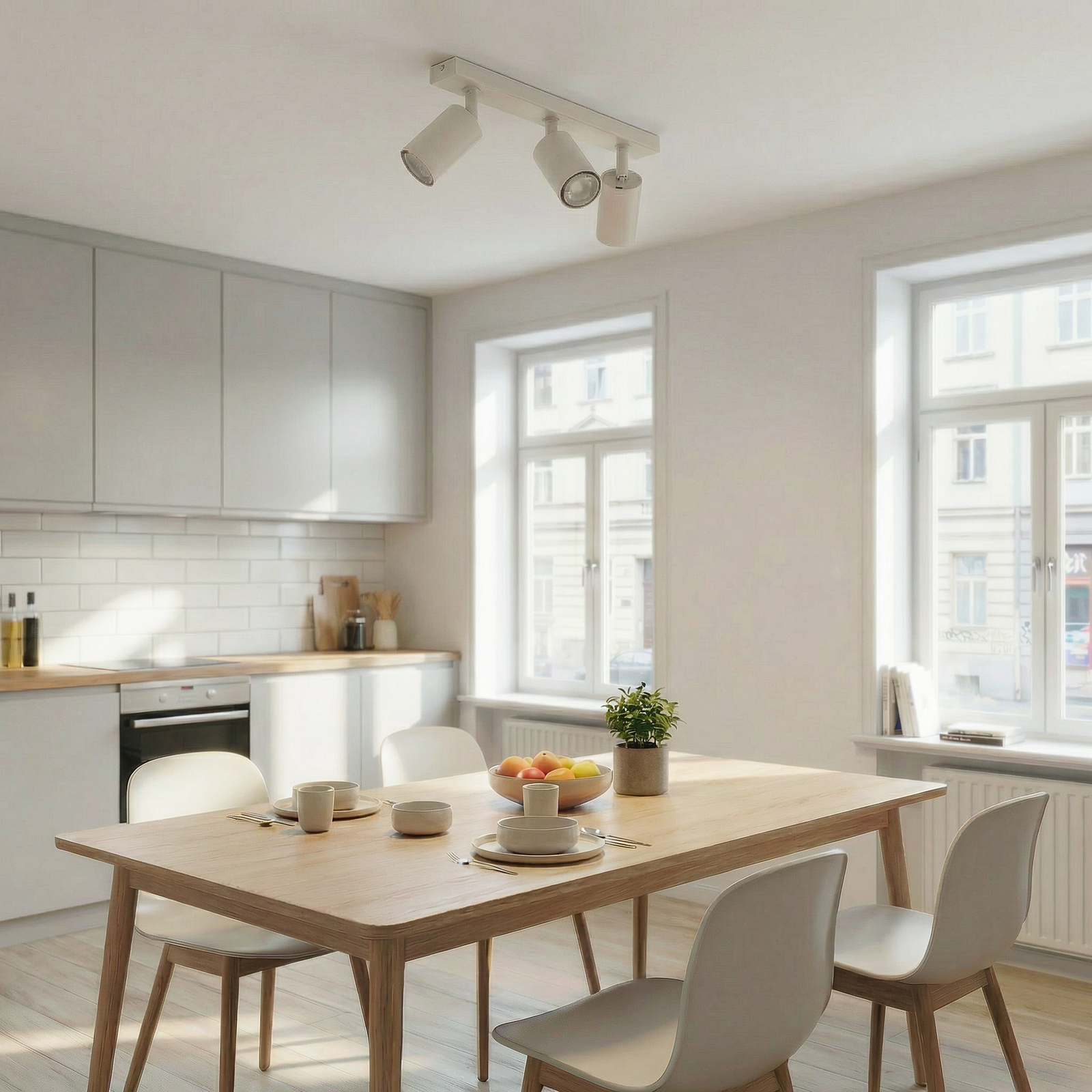 Spot de tavan Zoom, 3 becuri, gri-bej, oțel, GU10