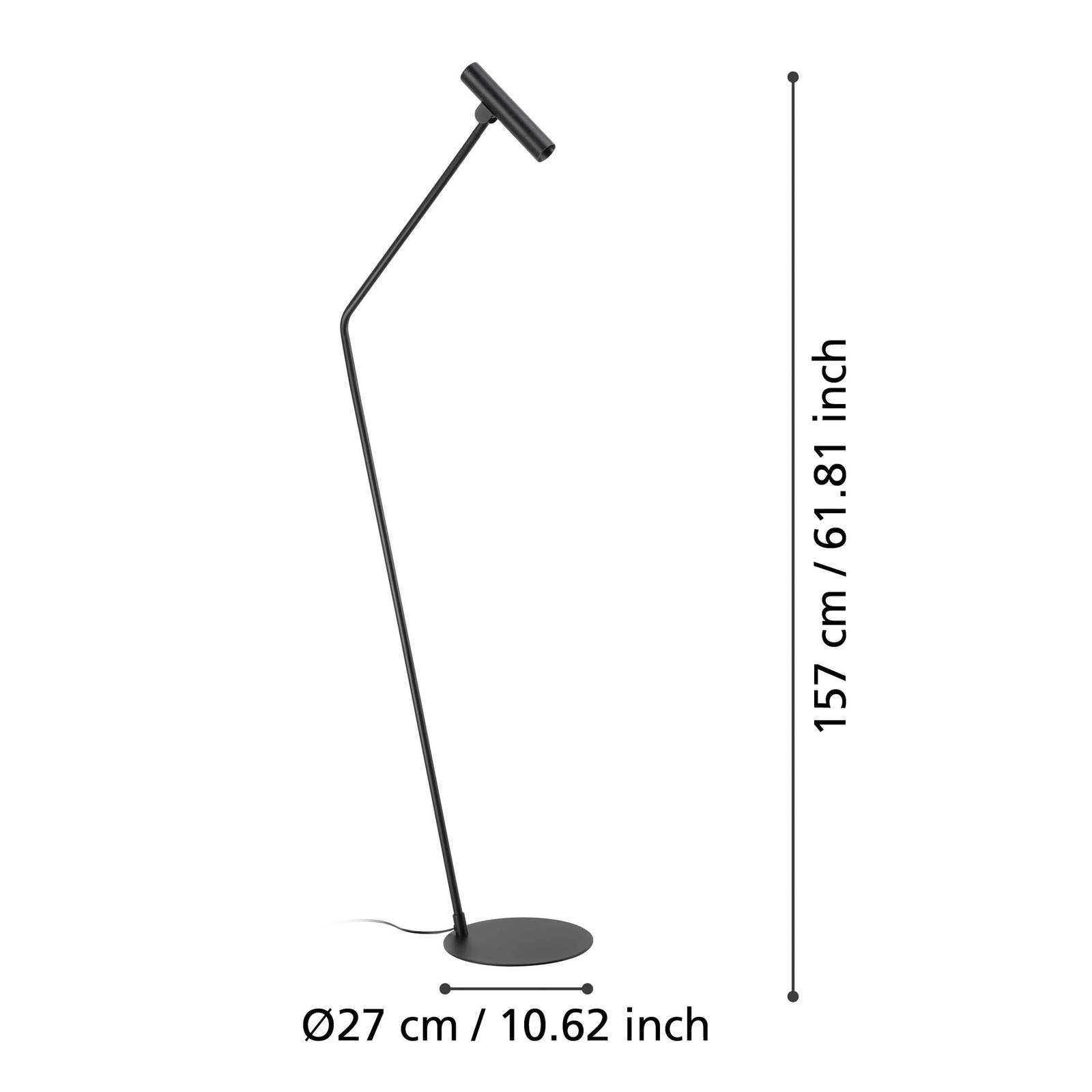 Almudaina LED-gulvlampe, svart, høyde 157 cm, stål