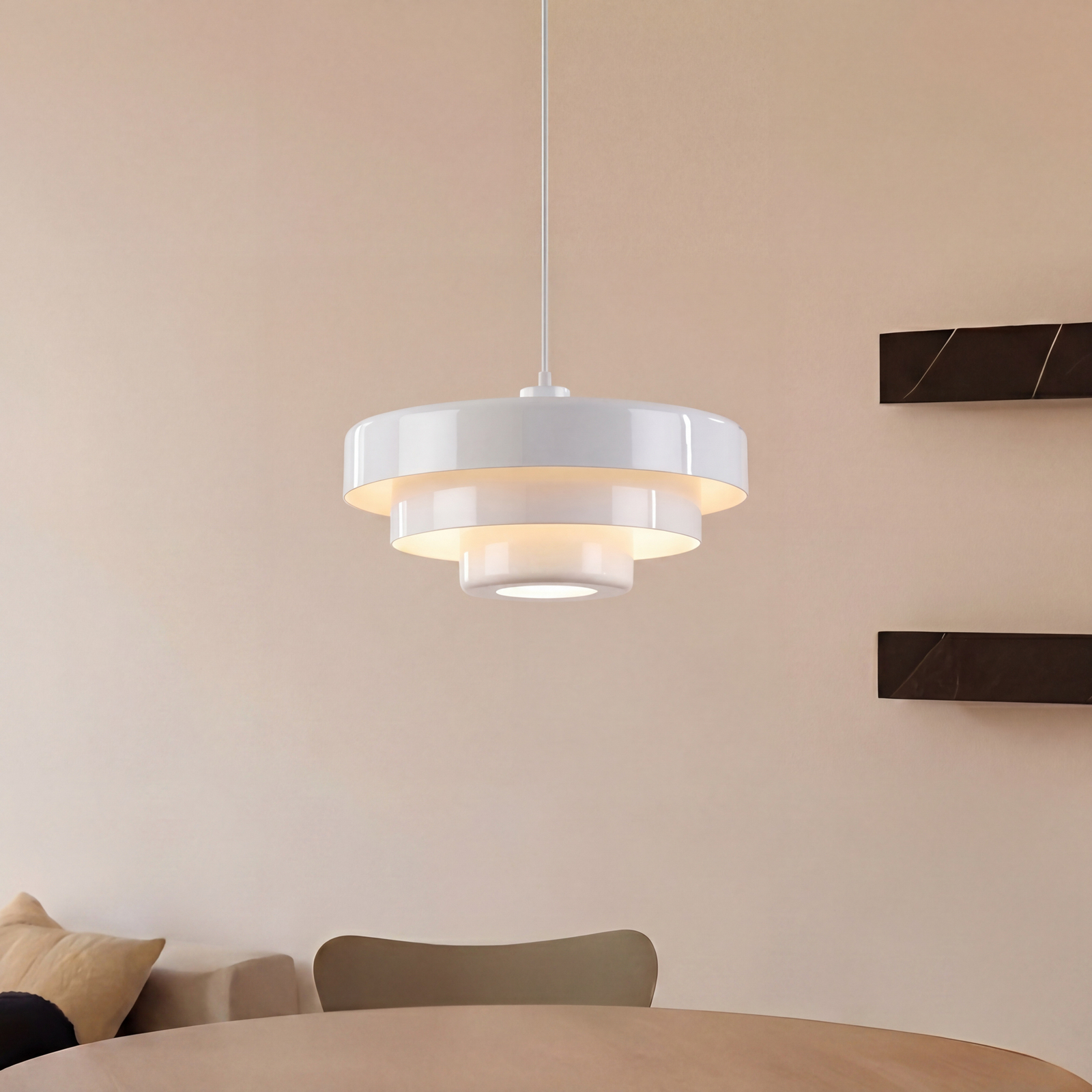 Suspension Lindby Tivra, blanche, Ø 35 cm, métal, E27
