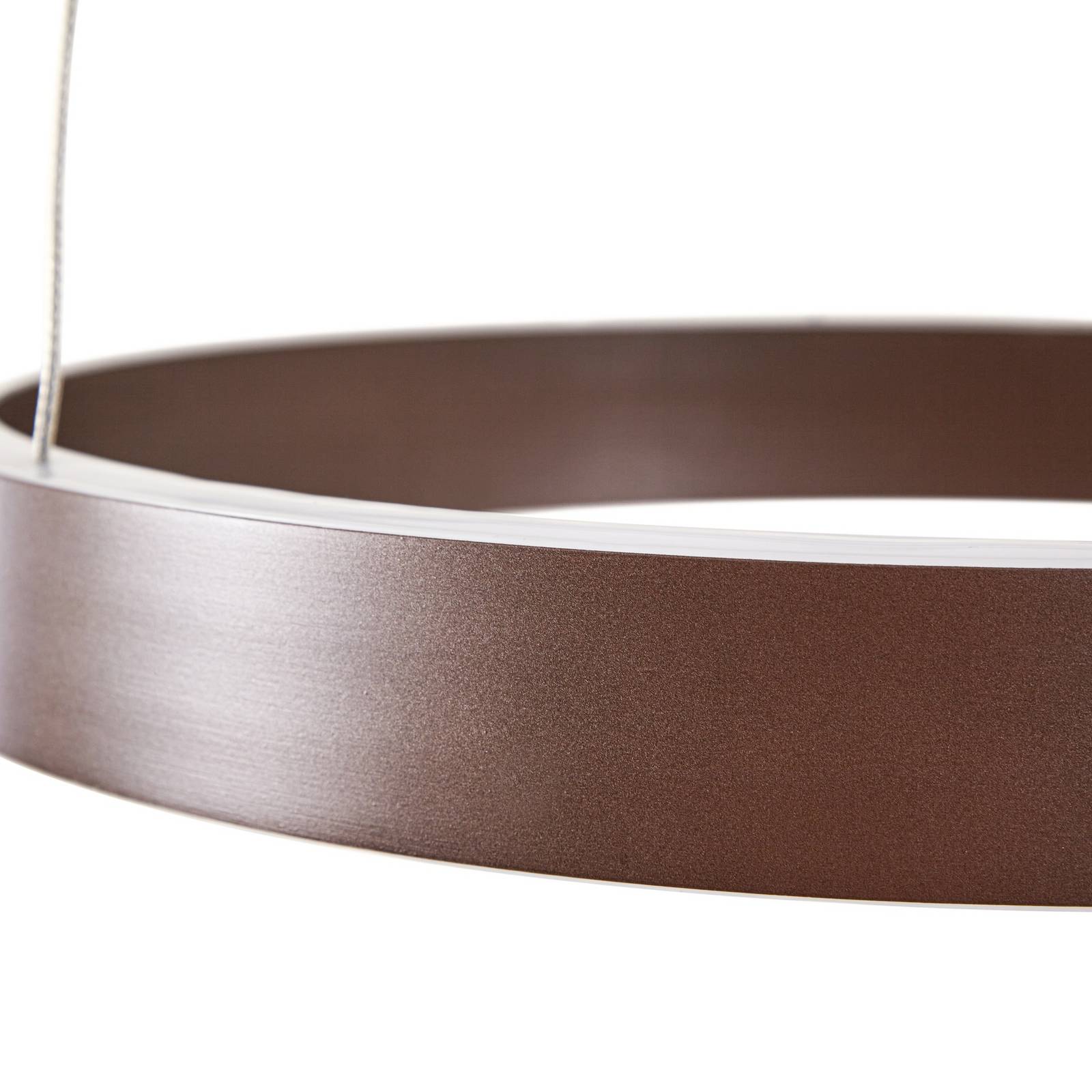 Żyrandol LED Lucande Yonam, Ø 60 cm, 2-punktowa, brązowa, CCT