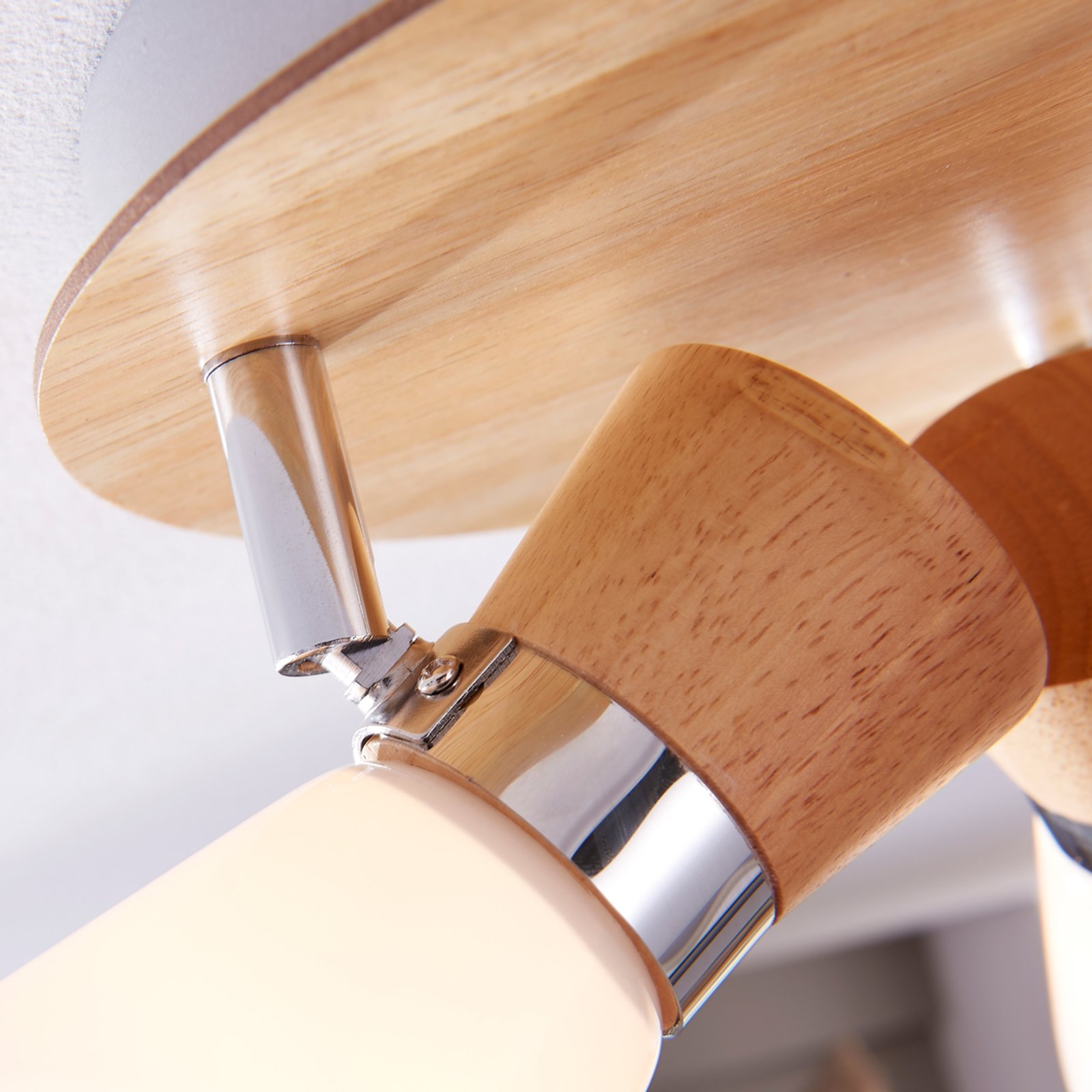 Plafoniera Vivica, legno/cromo, a 3 luci, Ø 26 cm - Lindby