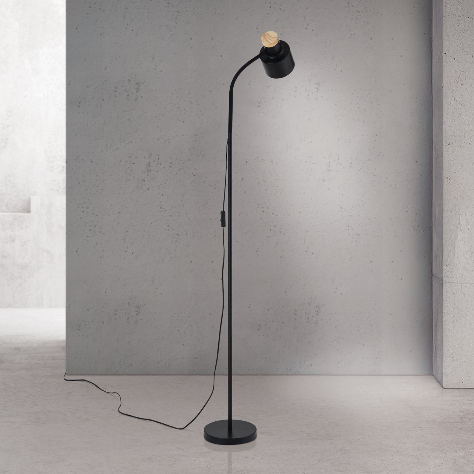 Gulvlampe Gili, sort mat, stål, højde 150 cm, E27