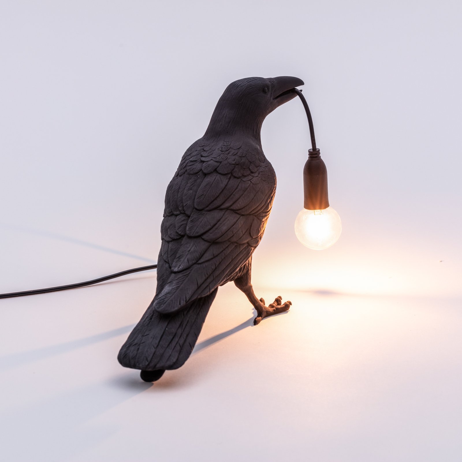 SELETTI Ptičja svetilka LED dekorativna svetilka na čakanje črna