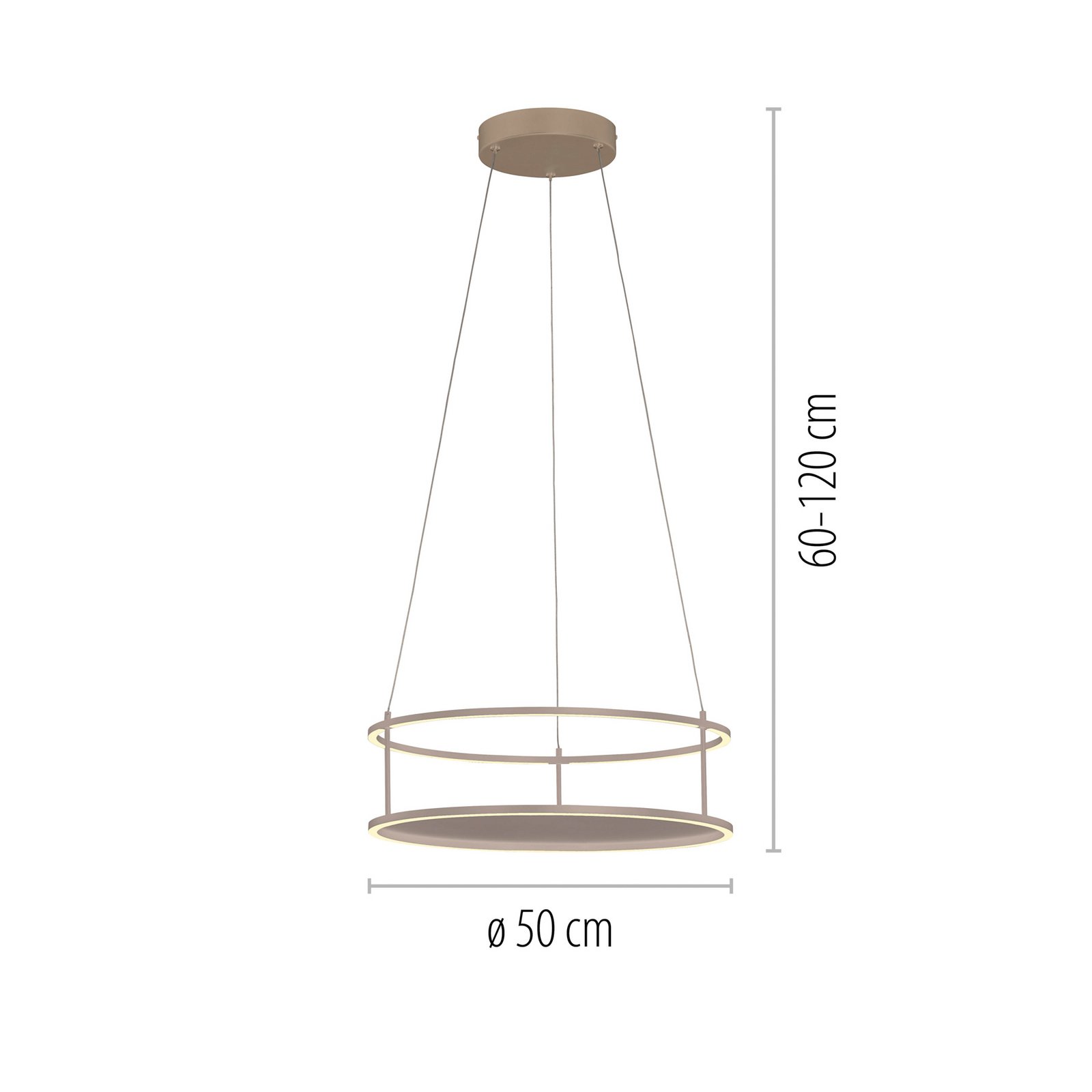 Paul Neuhaus LED-Hängelampe Contura, sandfarben, Ø 50 cm
